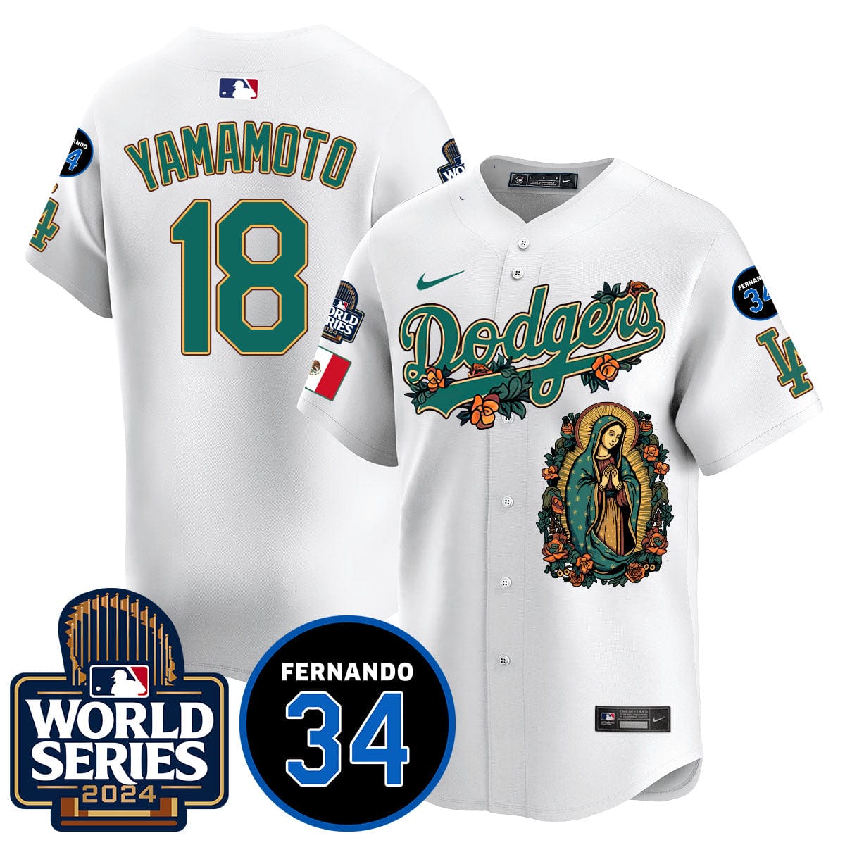 Dodgers Guadalupe - Fernando Valenzuela Memorial Jersey - All Stitched - Image 40