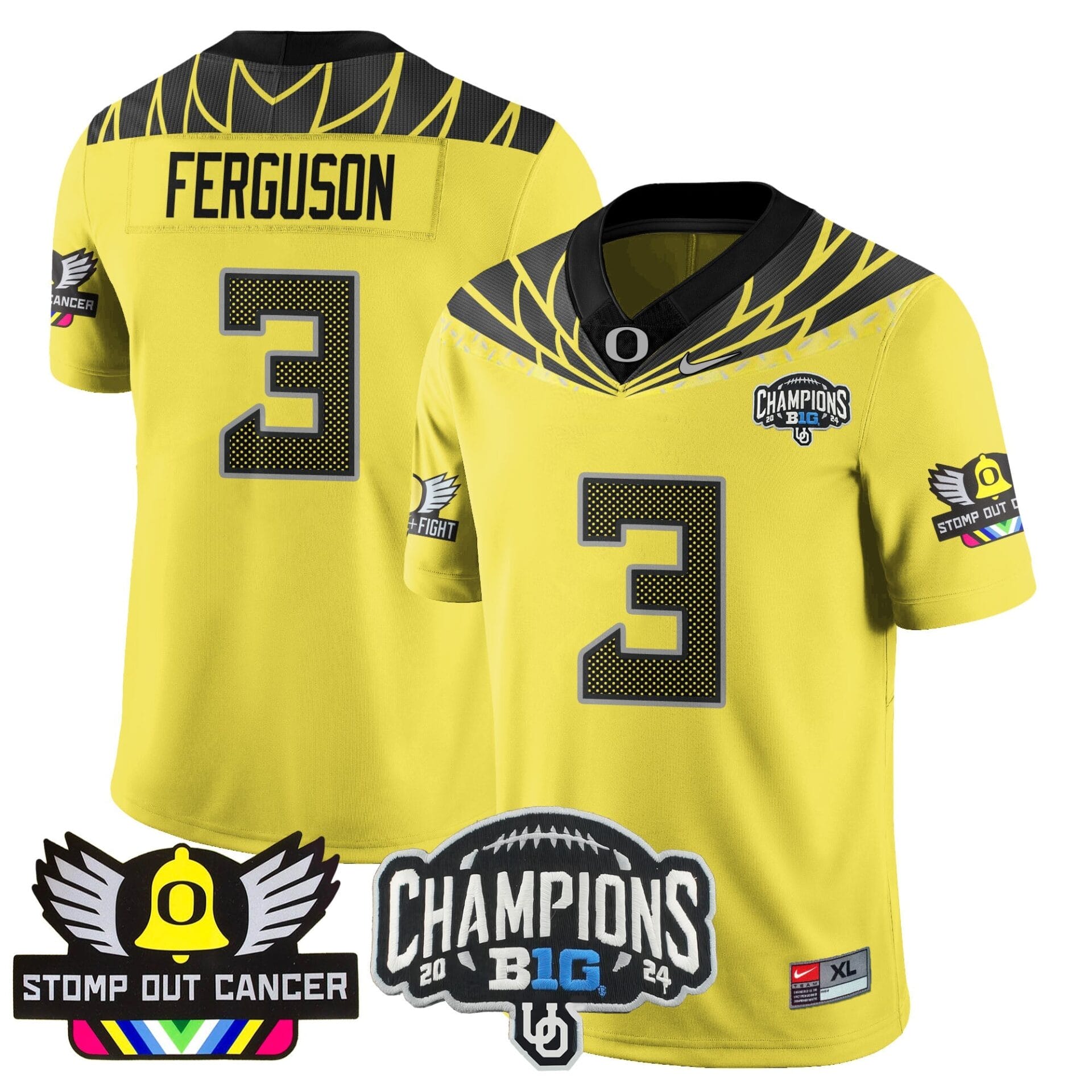 Oregon Alternate 2024 Big Ten Champions Jersey V2 - All Stitched - Image 10