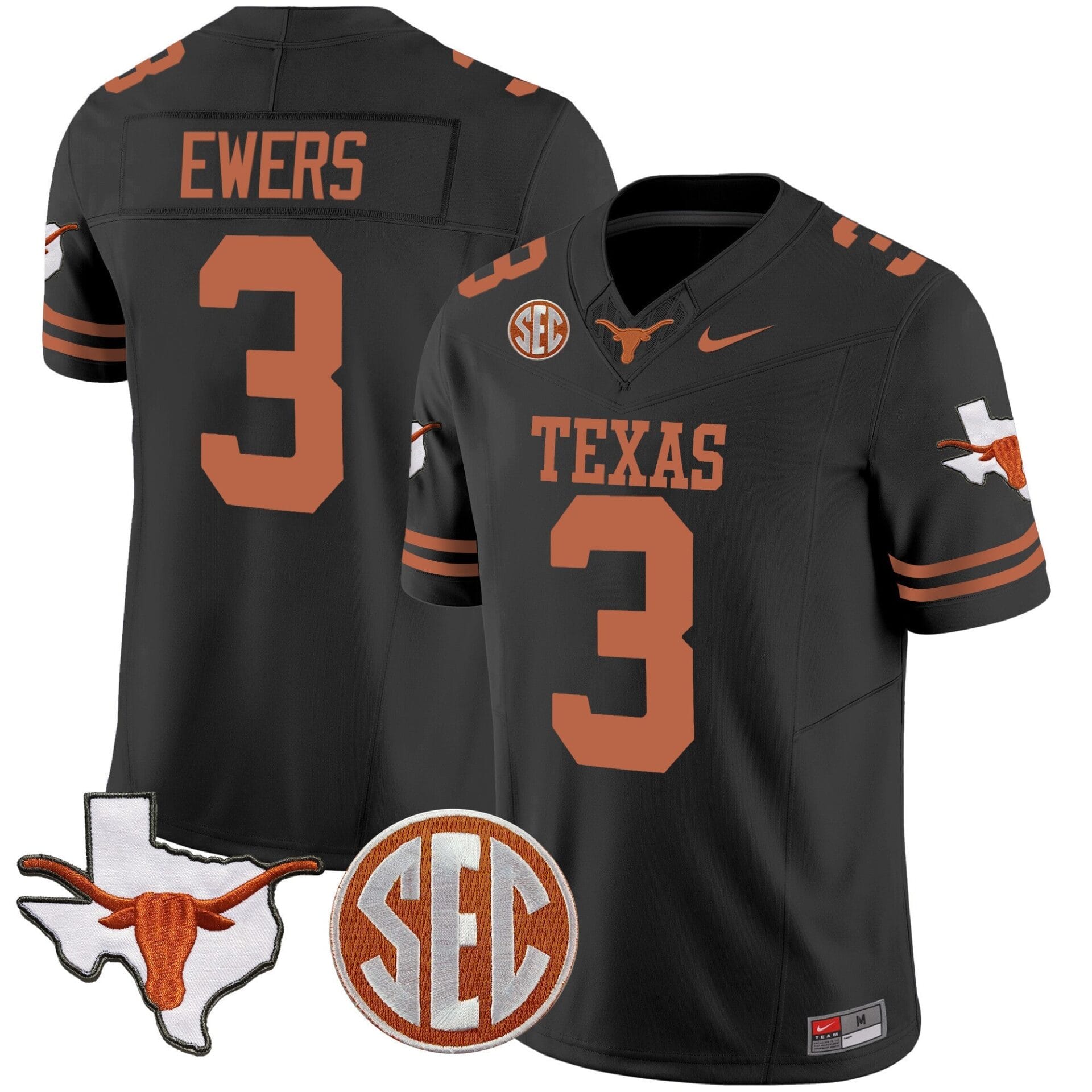 Texas Longhorns State Map & SEC Patch Vapor Jersey V4 - All Stitched - Image 14