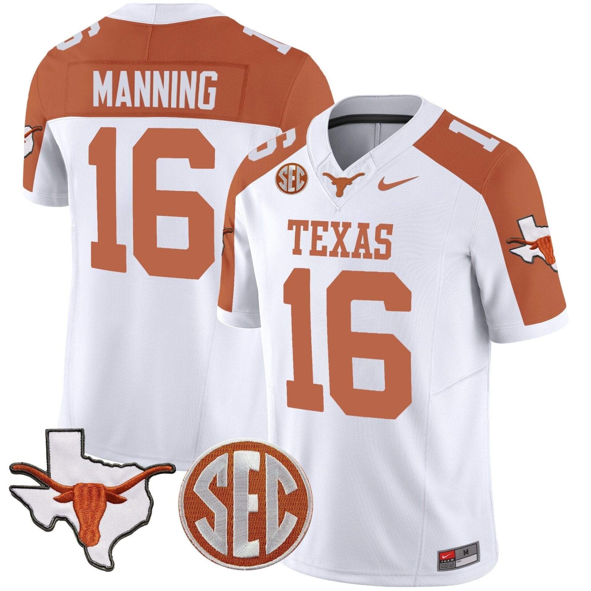 Texas Longhorns State Map & SEC Patch Vapor Jersey V2 - All Stitched - Image 31