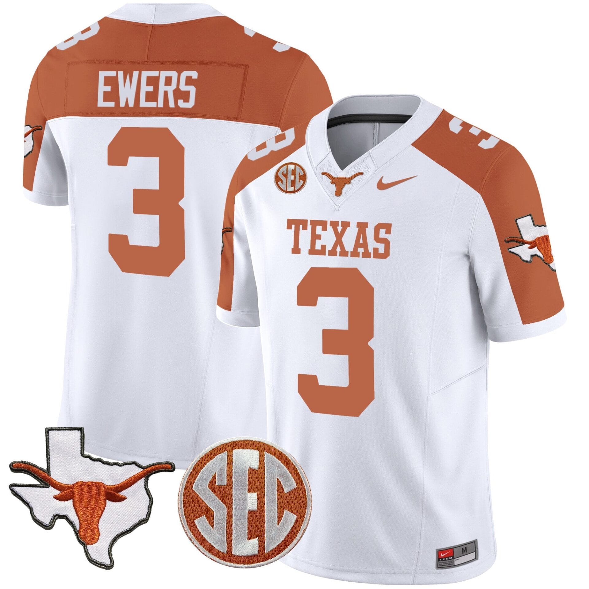 Texas Longhorns State Map & SEC Patch Vapor Jersey V4 - All Stitched - Image 32