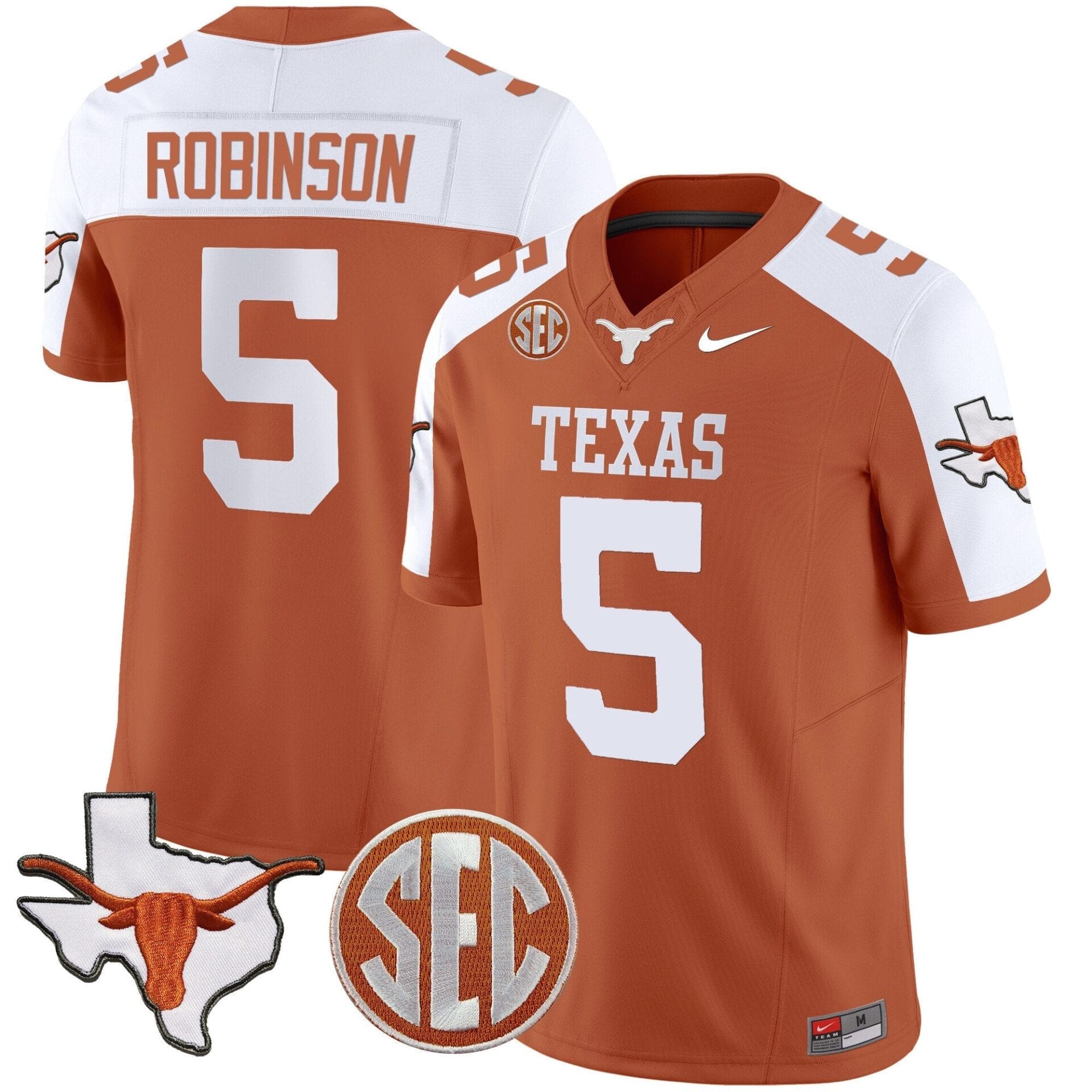 Texas Longhorns State Map & SEC Patch Vapor Jersey V2 - All Stitched - Image 9