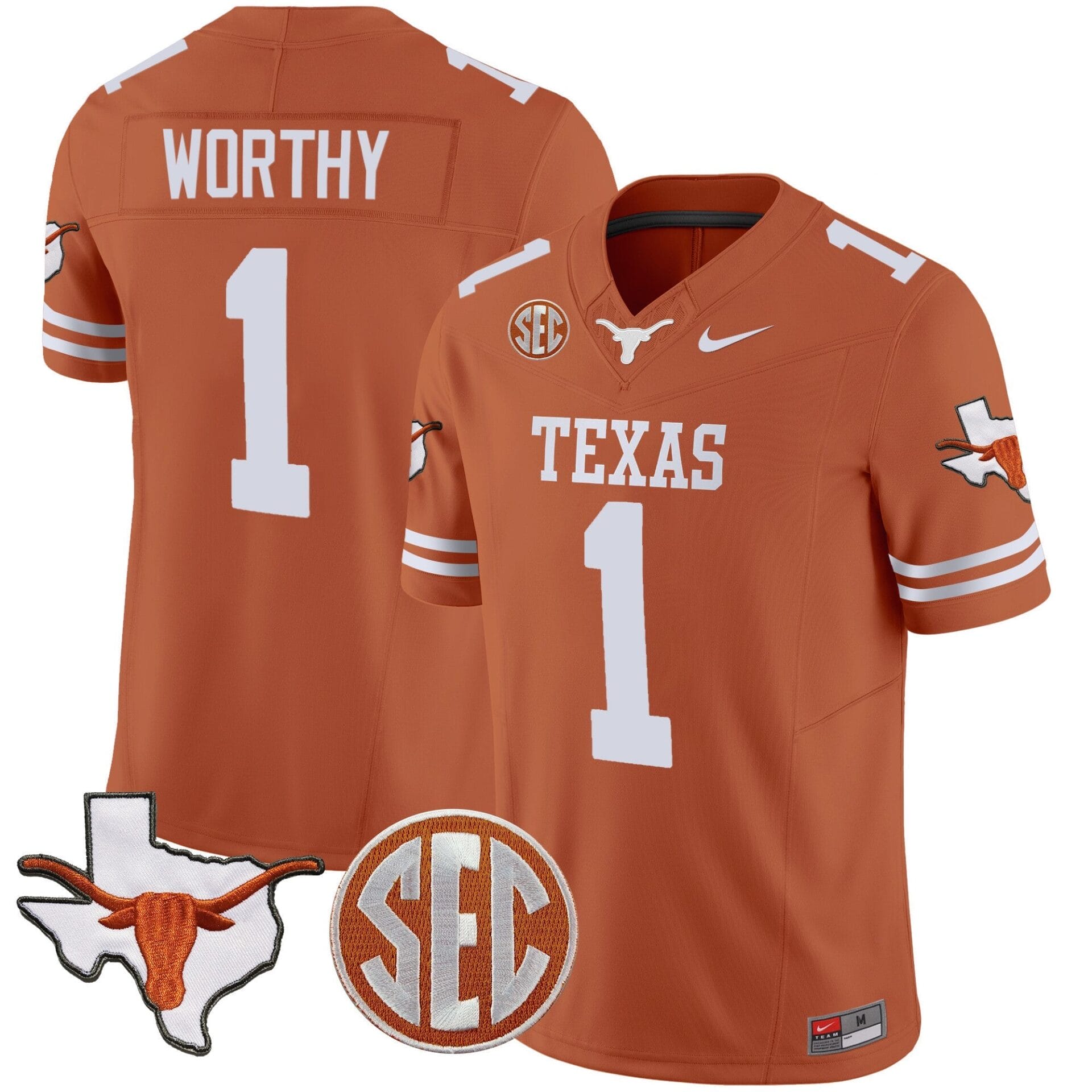 Texas Longhorns State Map & SEC Patch Vapor Jersey V4 - All Stitched - Image 23