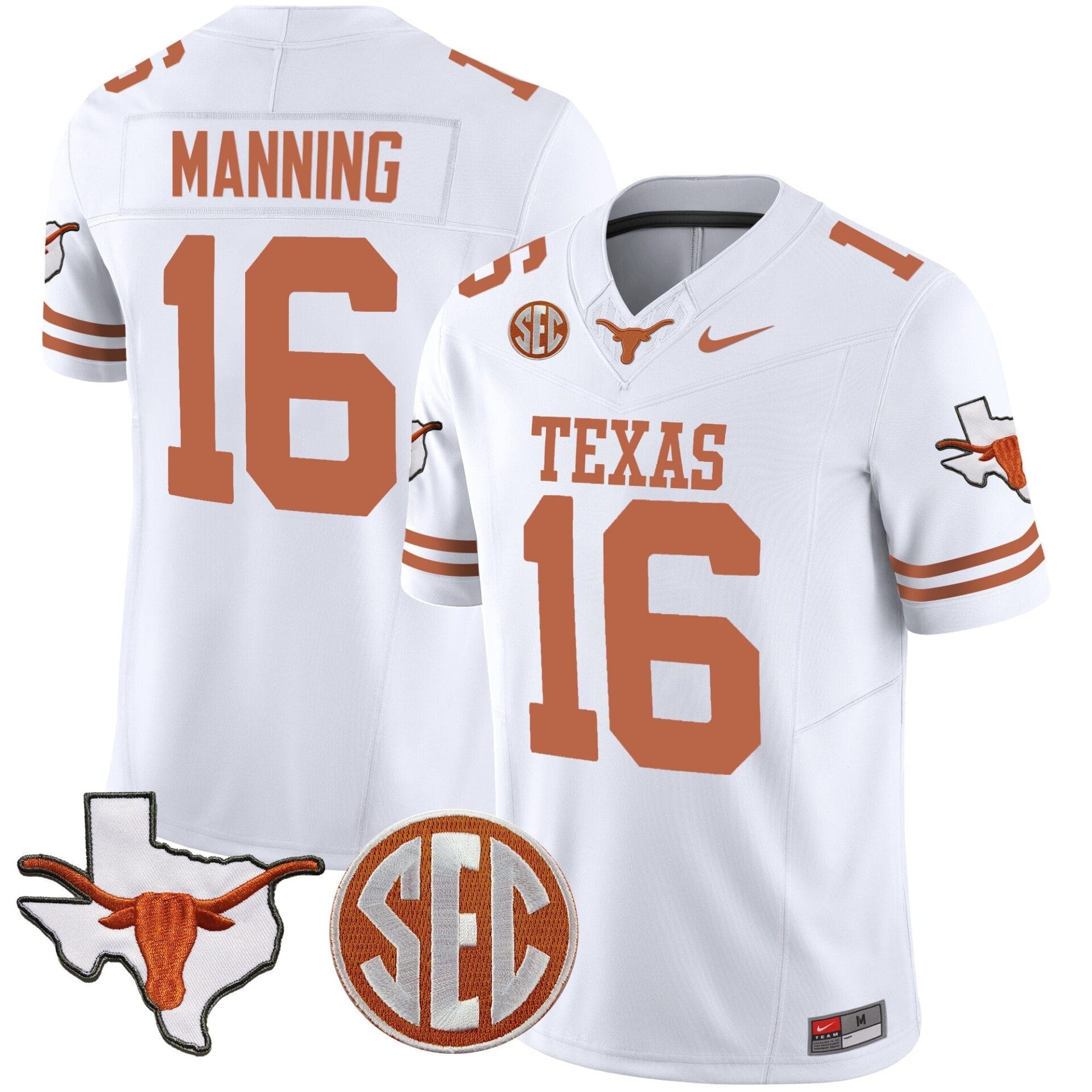 Texas Longhorns State Map & SEC Patch Vapor Jersey V4 - All Stitched - Image 25