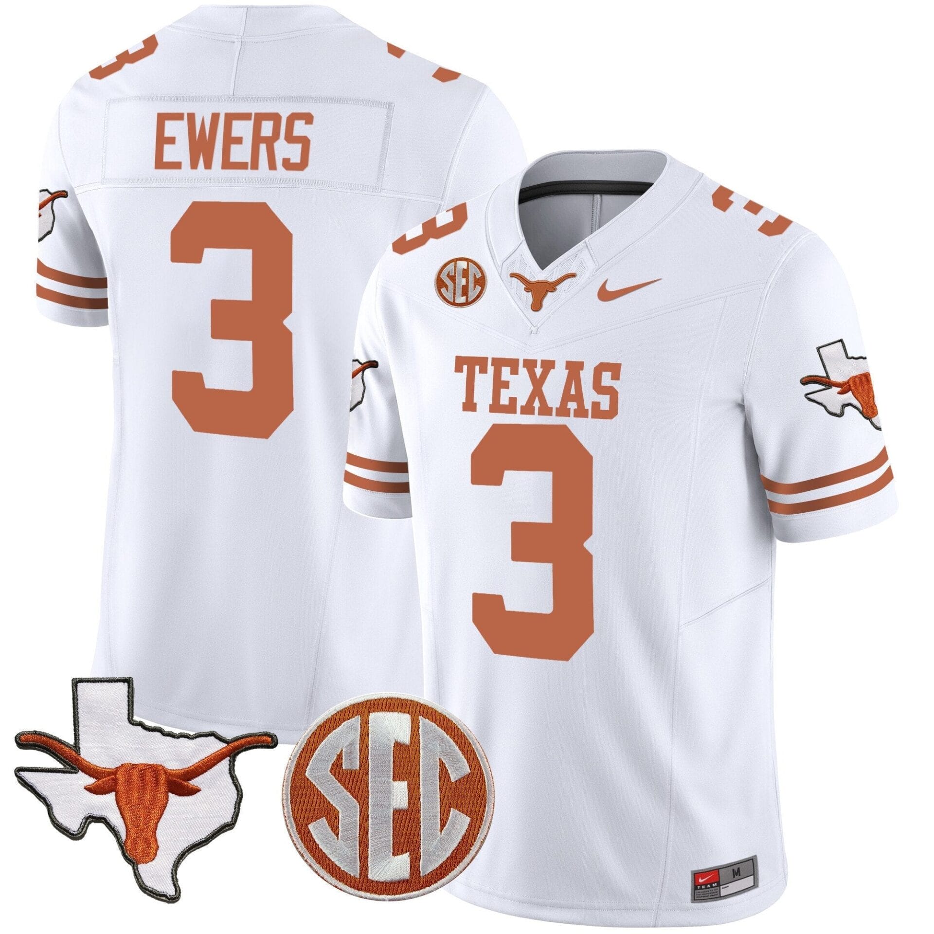 Texas Longhorns State Map & SEC Patch Vapor Jersey V2 - All Stitched - Image 26