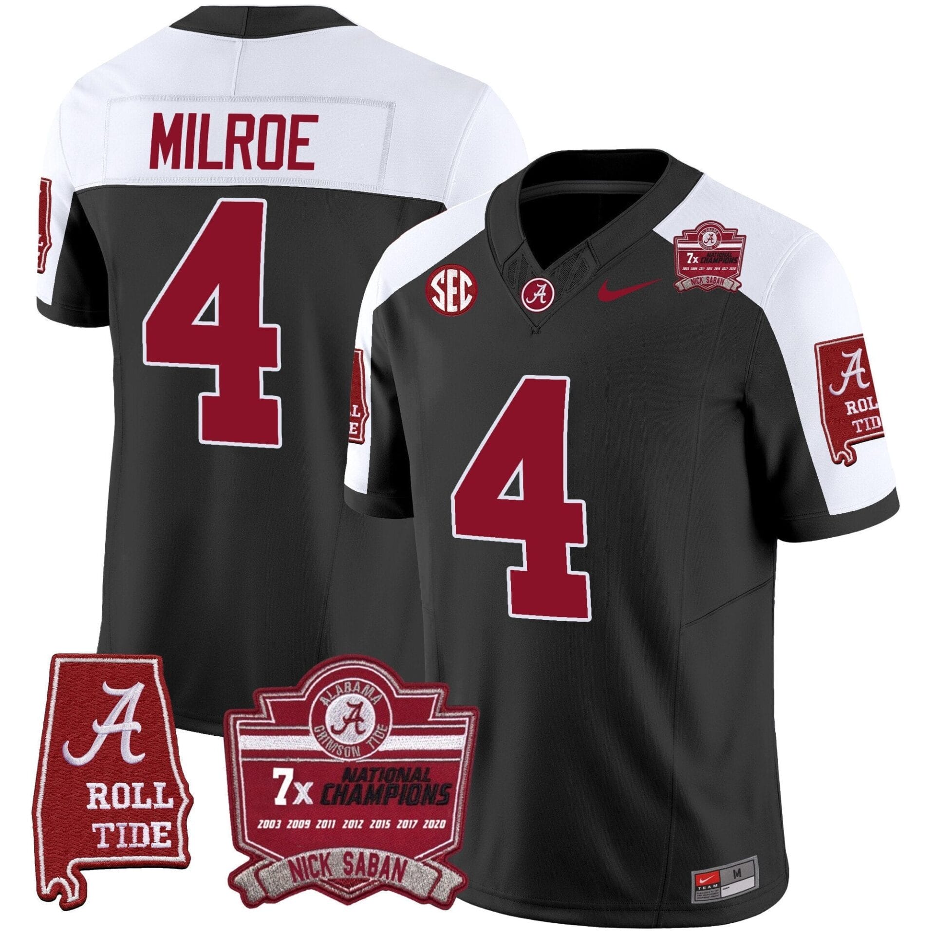 Alabama Crimson Tide Nick Saban 7x Champions Patch Vapor Jersey - All Stitched - Image 2