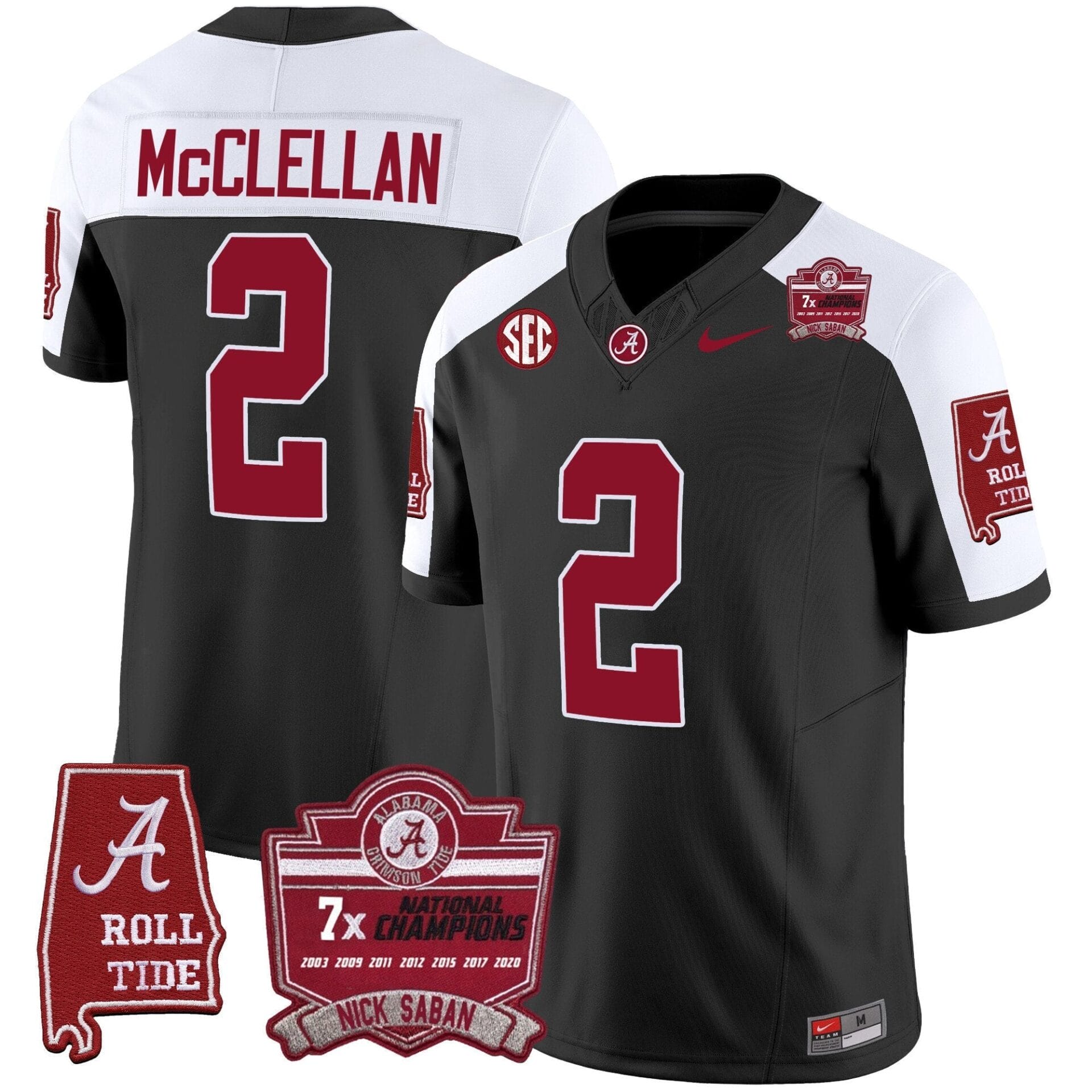 Alabama Crimson Tide Nick Saban 7x Champions Patch Vapor Jersey - All Stitched - Image 3