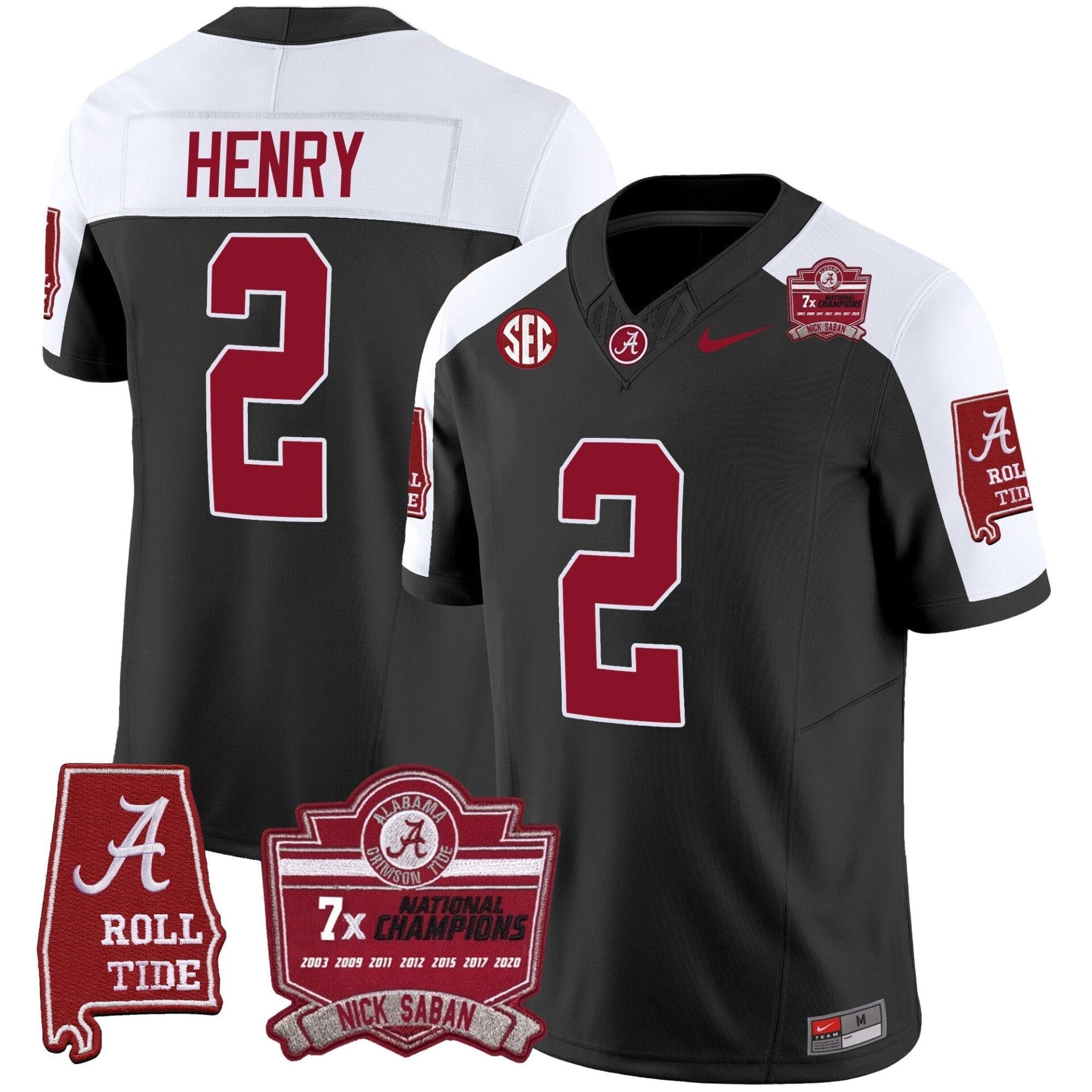 Alabama Crimson Tide Nick Saban 7x Champions Patch Vapor Jersey - All Stitched - Image 5