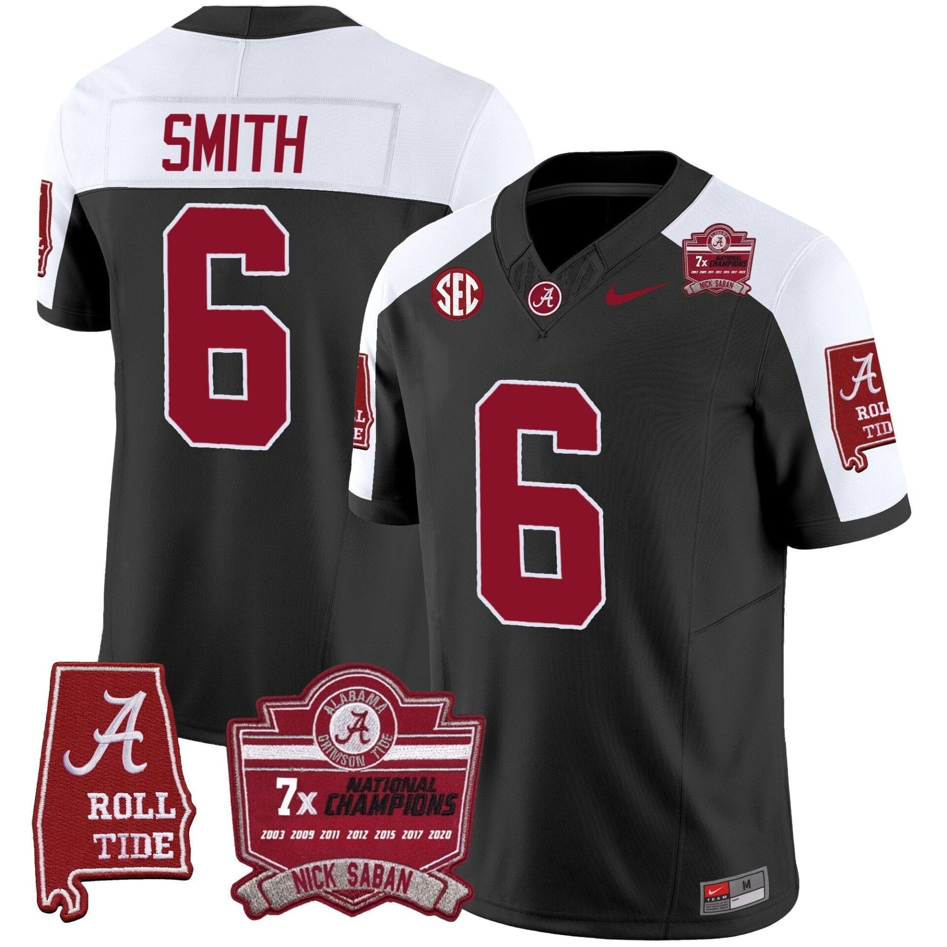 Alabama Crimson Tide Nick Saban 7x Champions Patch Vapor Jersey - All Stitched - Image 6