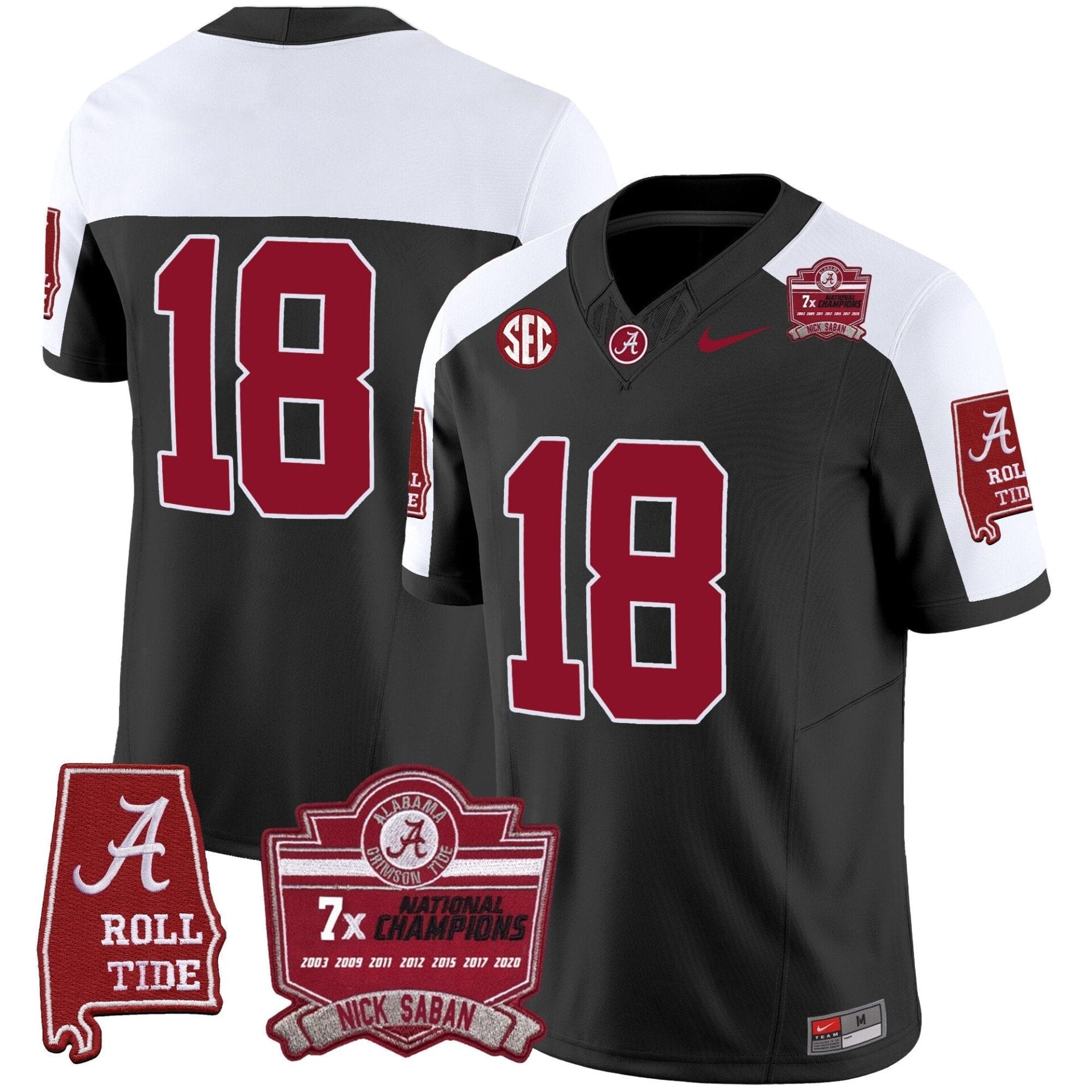 Alabama Crimson Tide Nick Saban 7x Champions Patch Vapor Jersey - All Stitched - Image 7