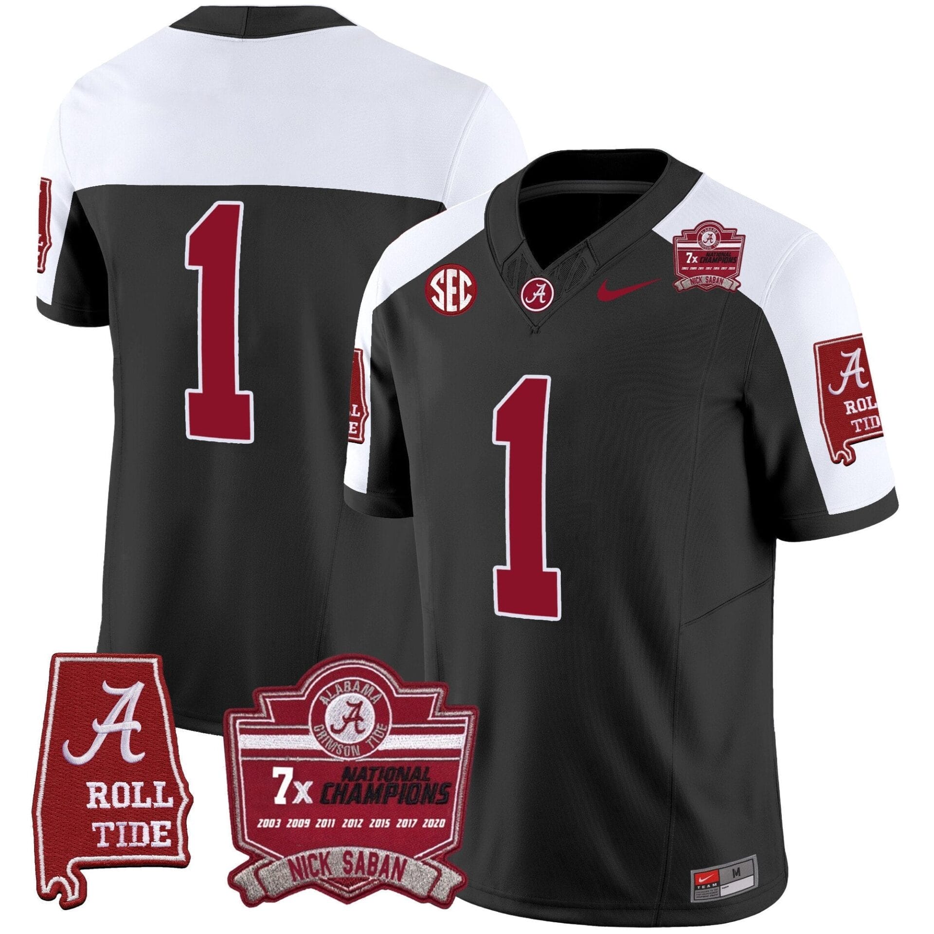 Alabama Crimson Tide Nick Saban 7x Champions Patch Vapor Jersey - All Stitched - Image 8