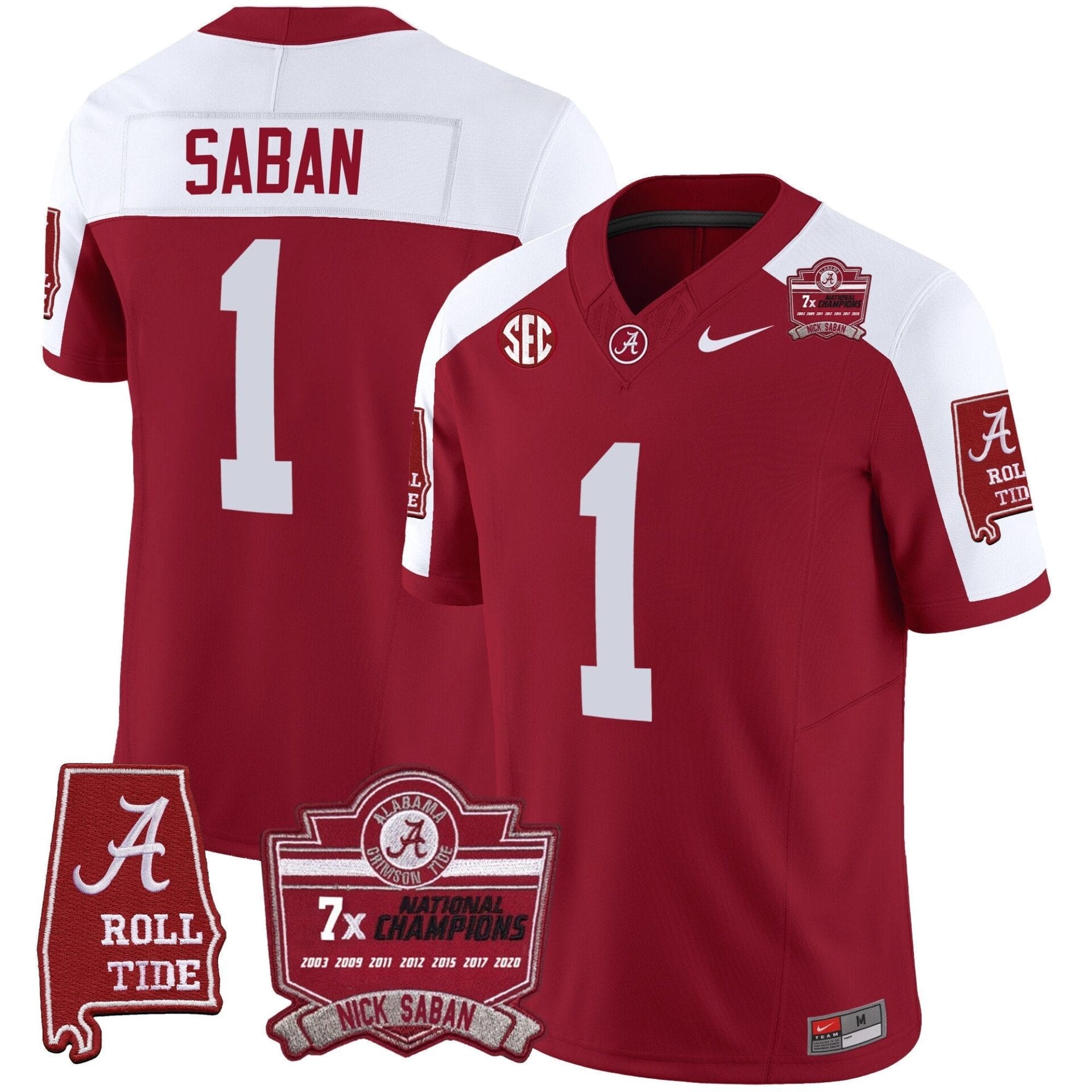 Alabama Crimson Tide Nick Saban 7x Champions Patch Vapor Jersey - All Stitched - Image 9