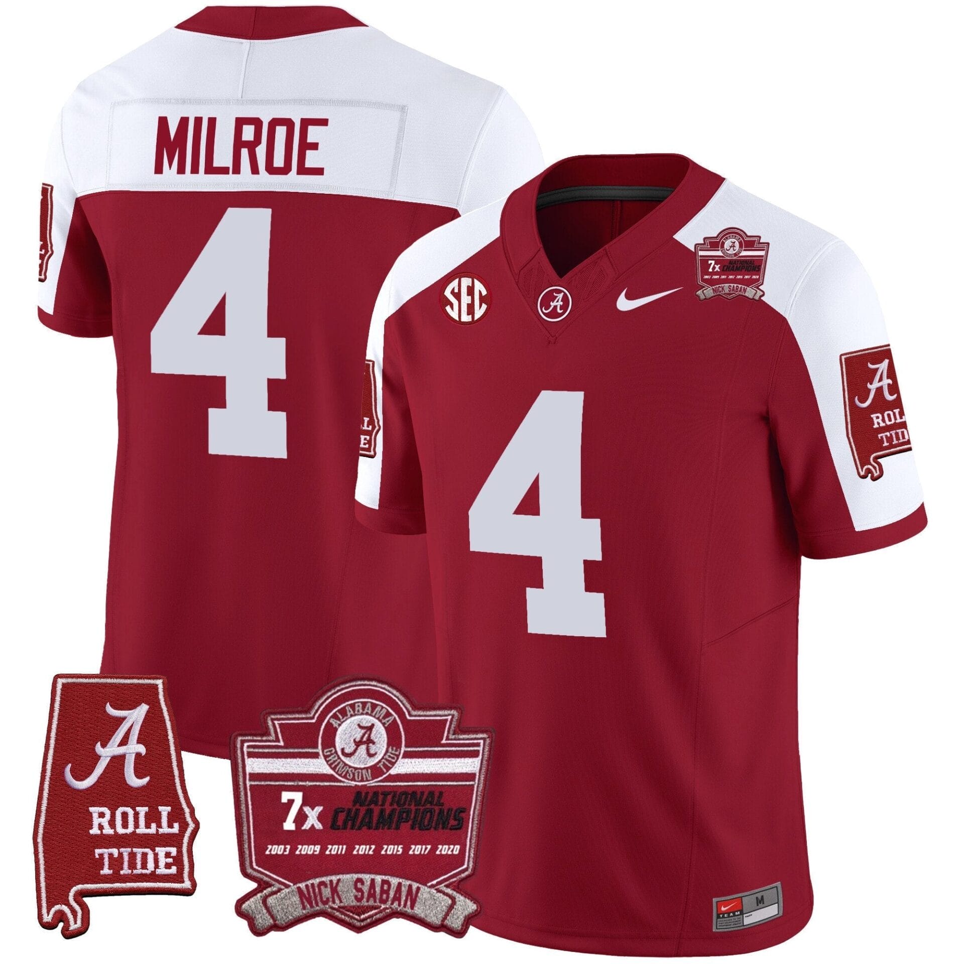 Alabama Crimson Tide Nick Saban 7x Champions Patch Vapor Jersey - All Stitched - Image 10