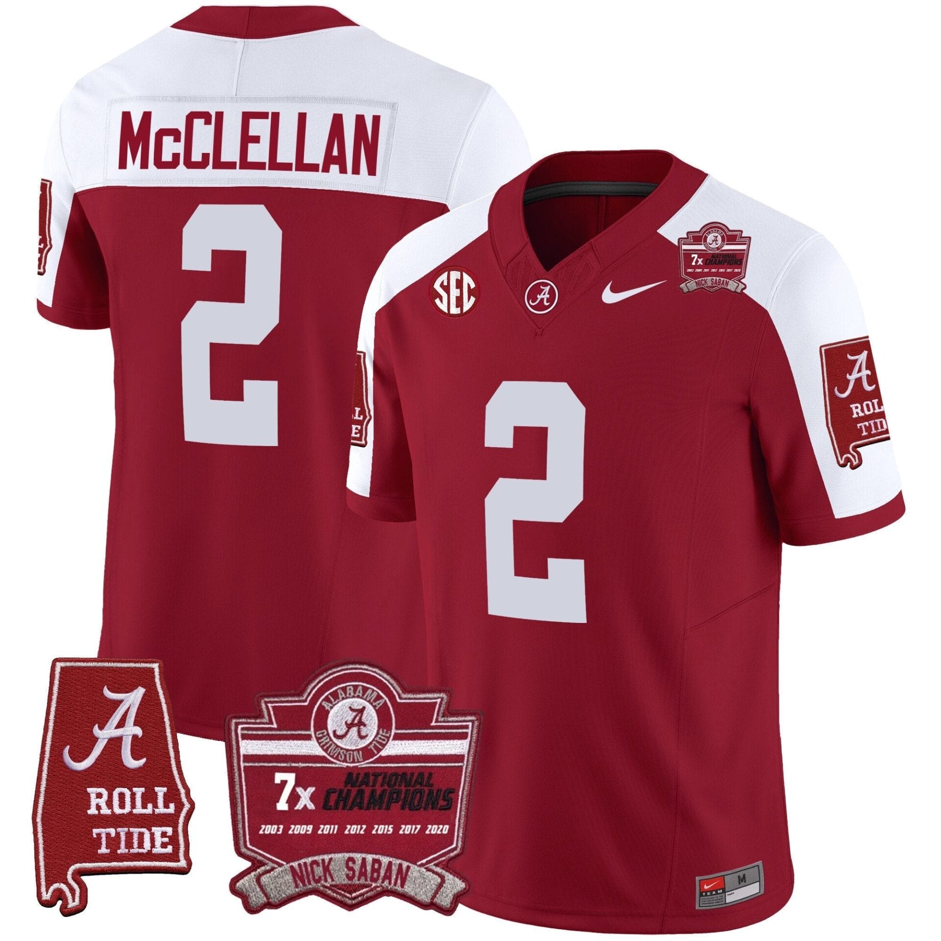 Alabama Crimson Tide Nick Saban 7x Champions Patch Vapor Jersey - All Stitched - Image 11