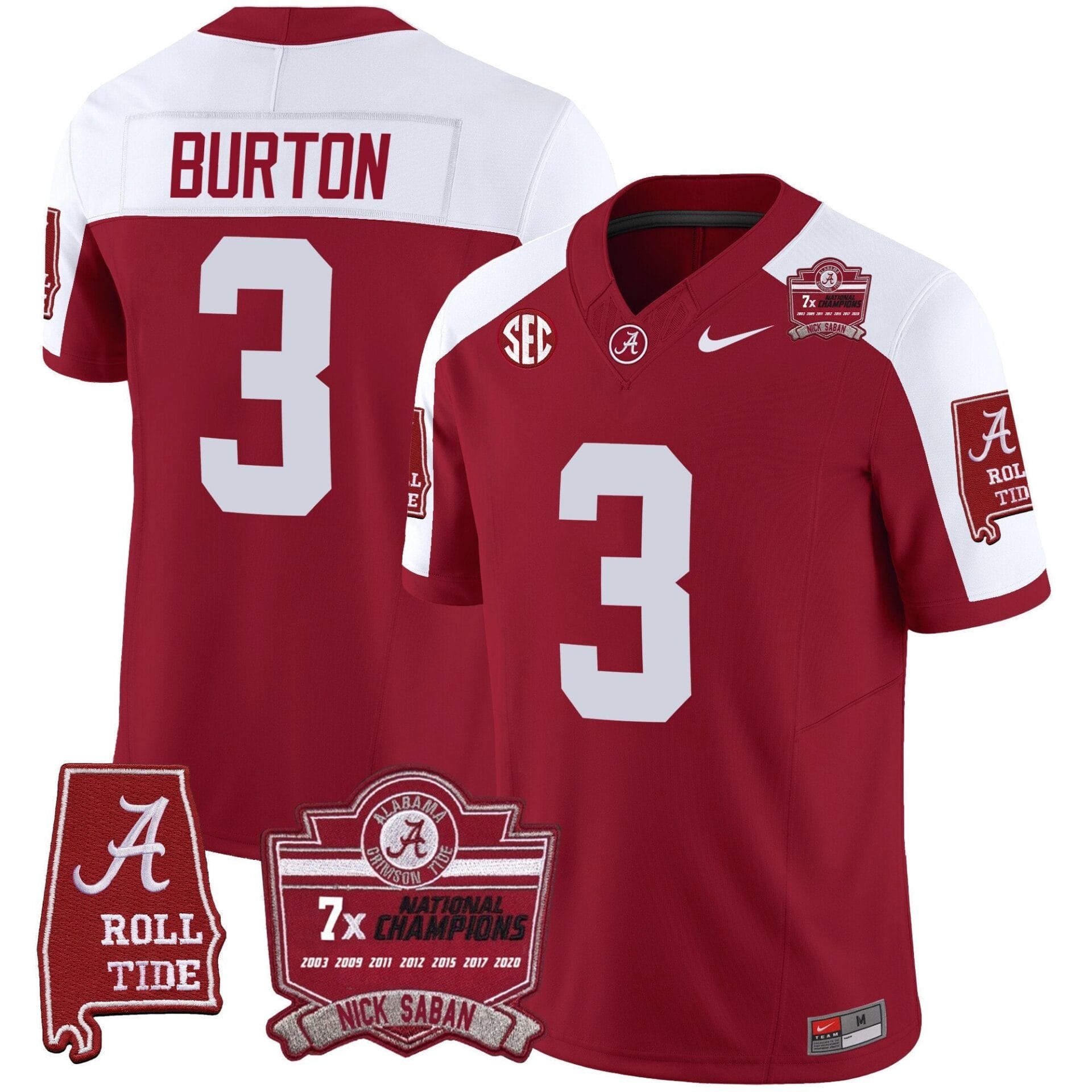 Alabama Crimson Tide Nick Saban 7x Champions Patch Vapor Jersey - All Stitched - Image 12