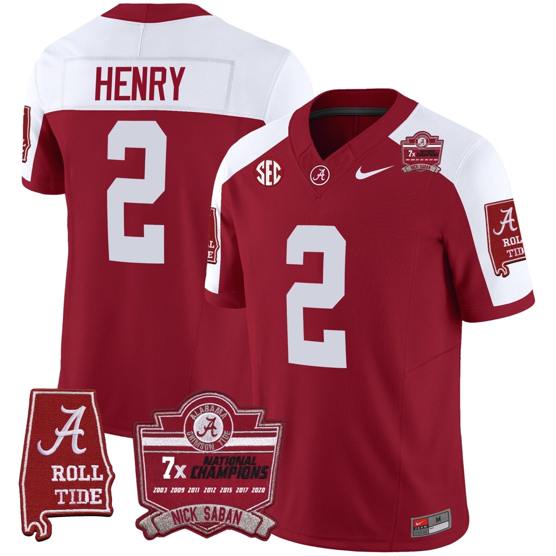 Alabama Crimson Tide Nick Saban 7x Champions Patch Vapor Jersey - All Stitched - Image 13