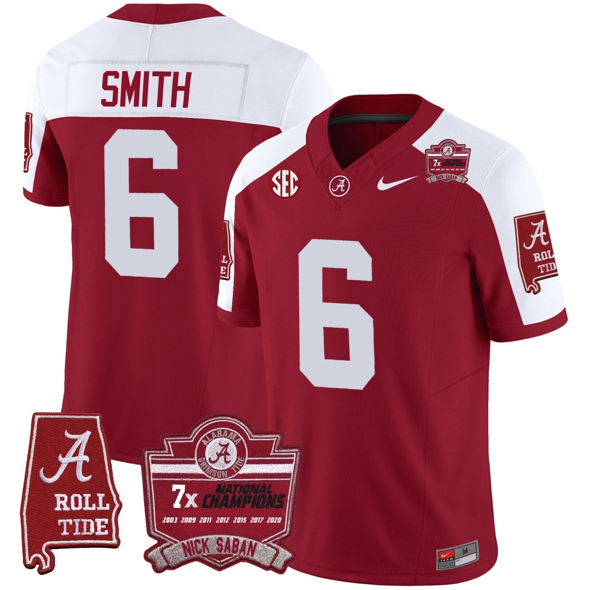 Alabama Crimson Tide Nick Saban 7x Champions Patch Vapor Jersey - All Stitched - Image 14