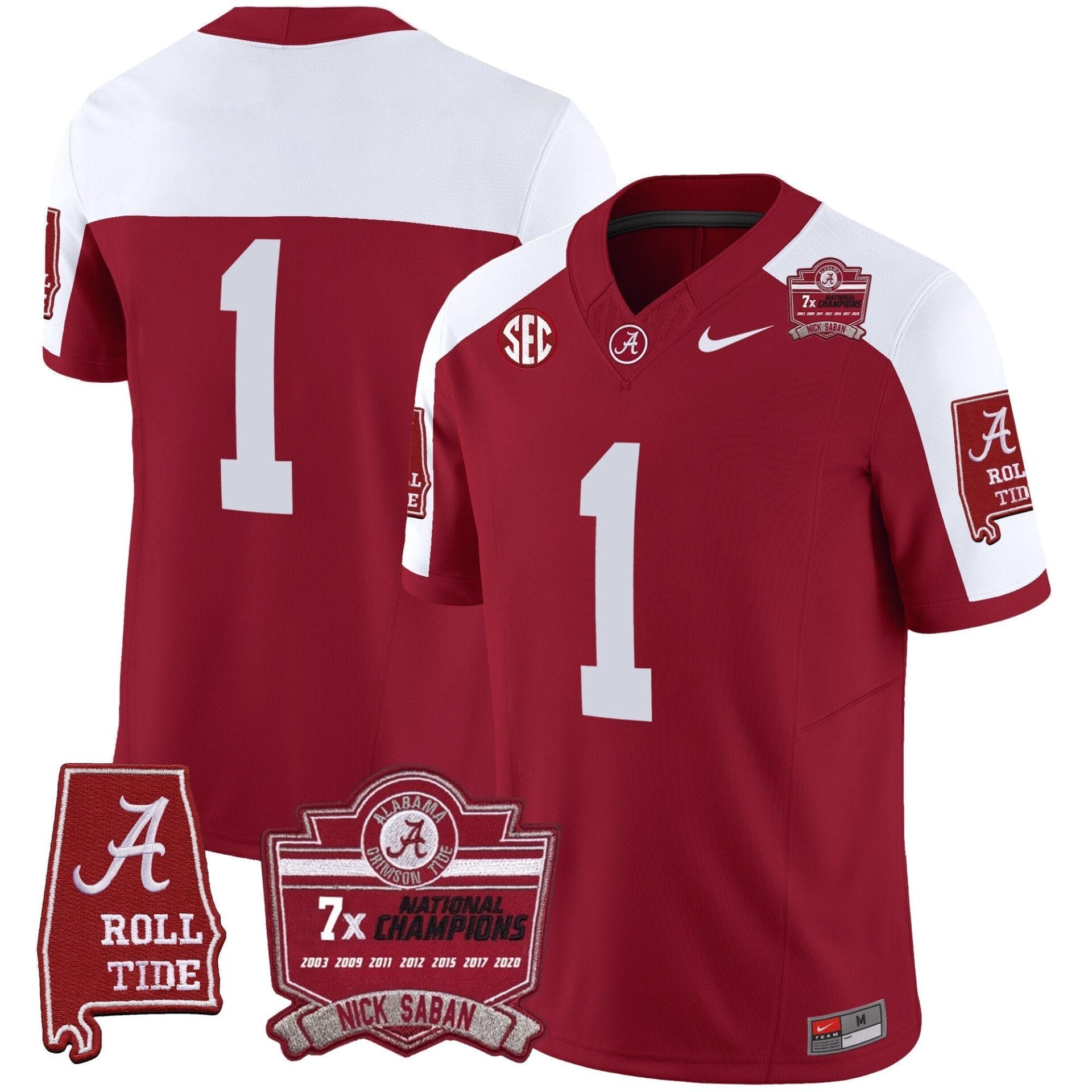 Alabama Crimson Tide Nick Saban 7x Champions Patch Vapor Jersey - All Stitched - Image 16