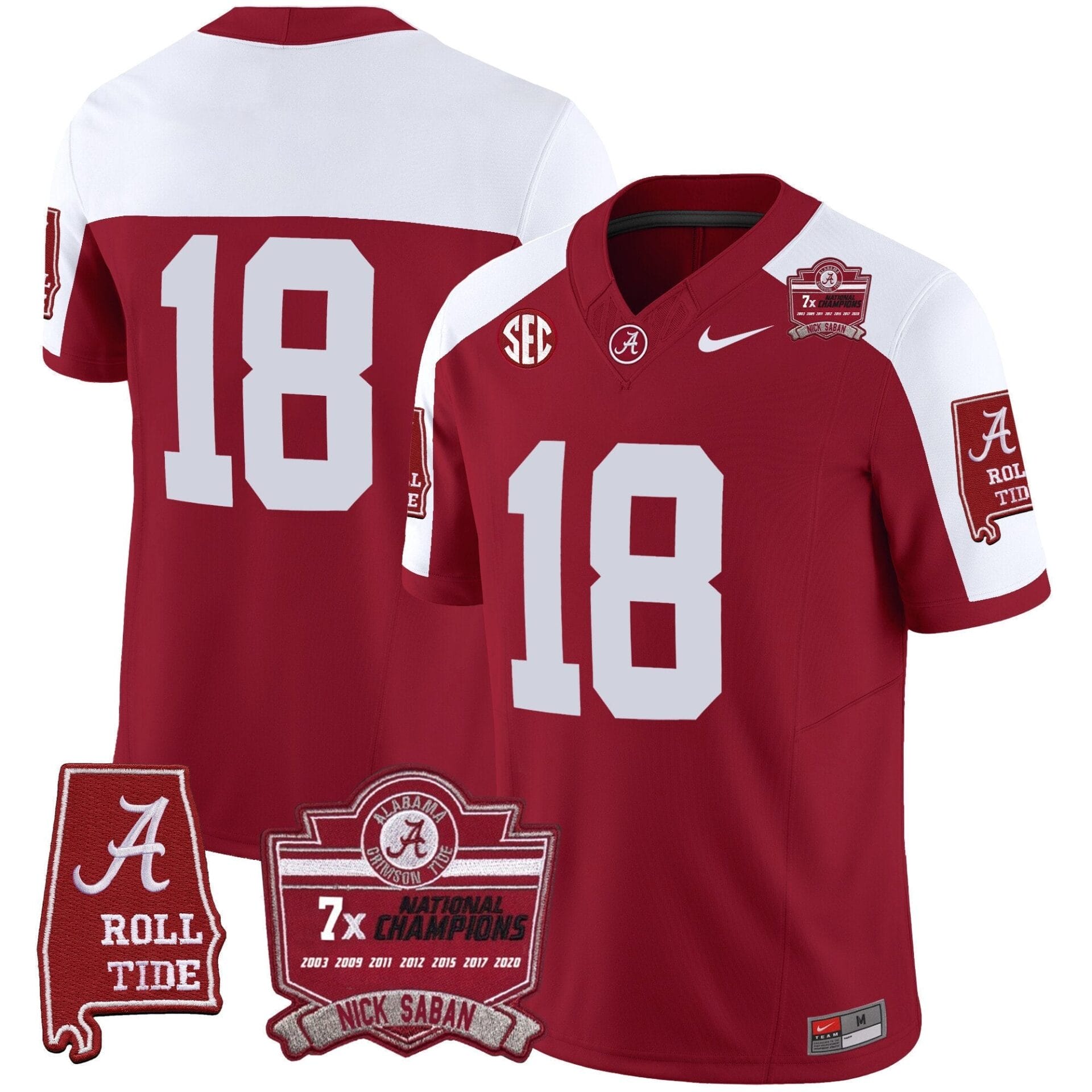 Alabama Crimson Tide Nick Saban 7x Champions Patch Vapor Jersey - All Stitched - Image 15