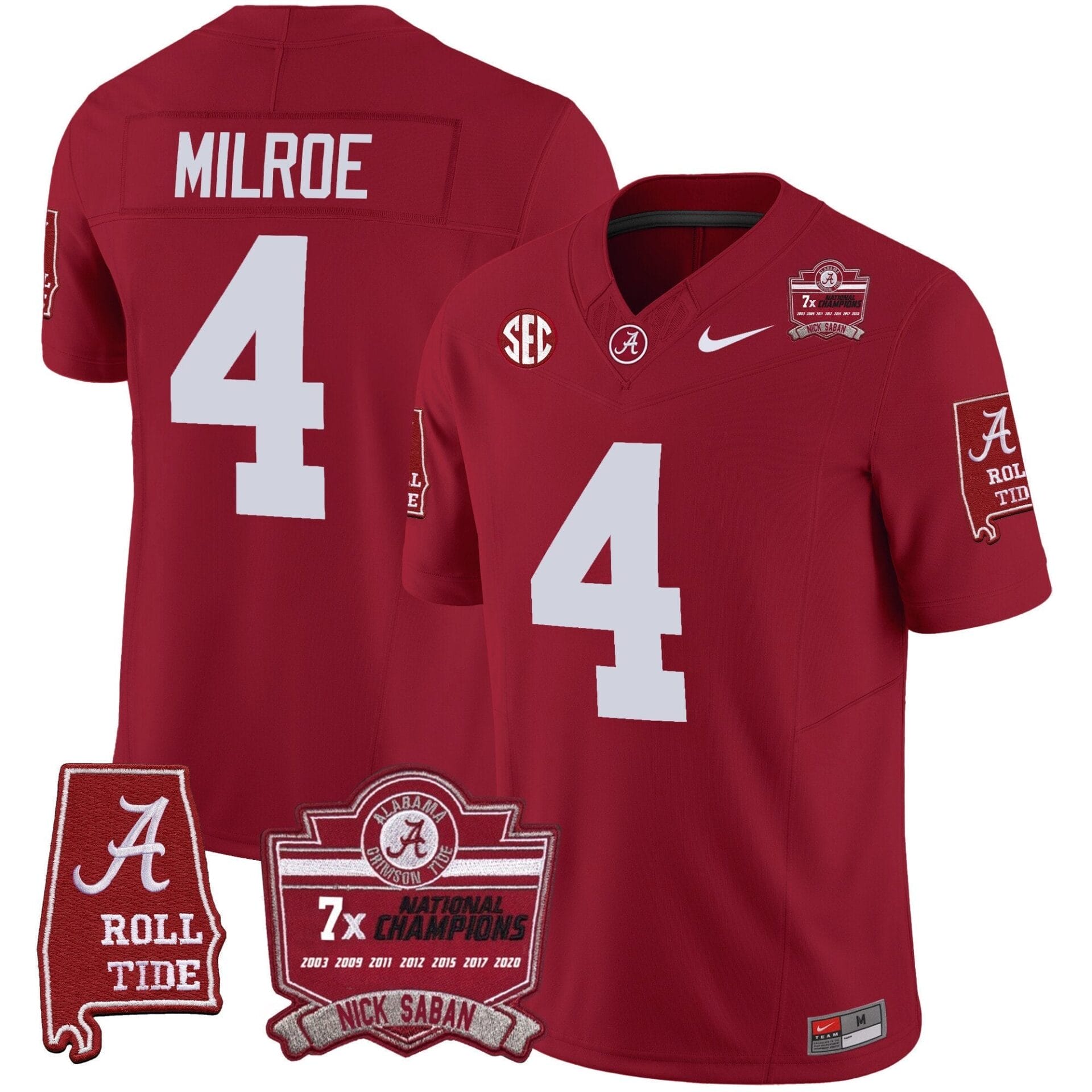 Alabama Crimson Tide Nick Saban 7x Champions Patch Vapor Jersey - All Stitched - Image 18