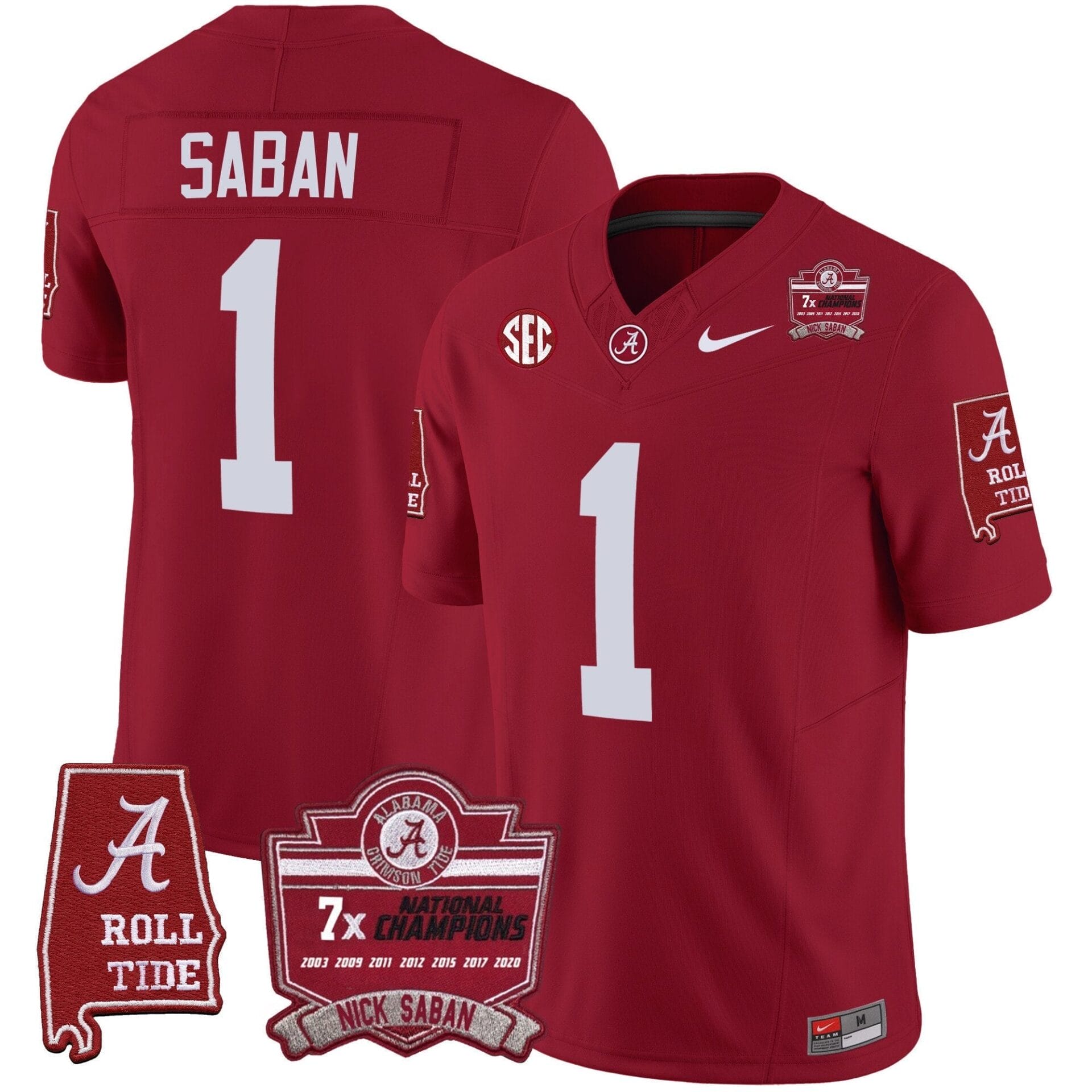 Alabama Crimson Tide Nick Saban 7x Champions Patch Vapor Jersey - All Stitched - Image 17