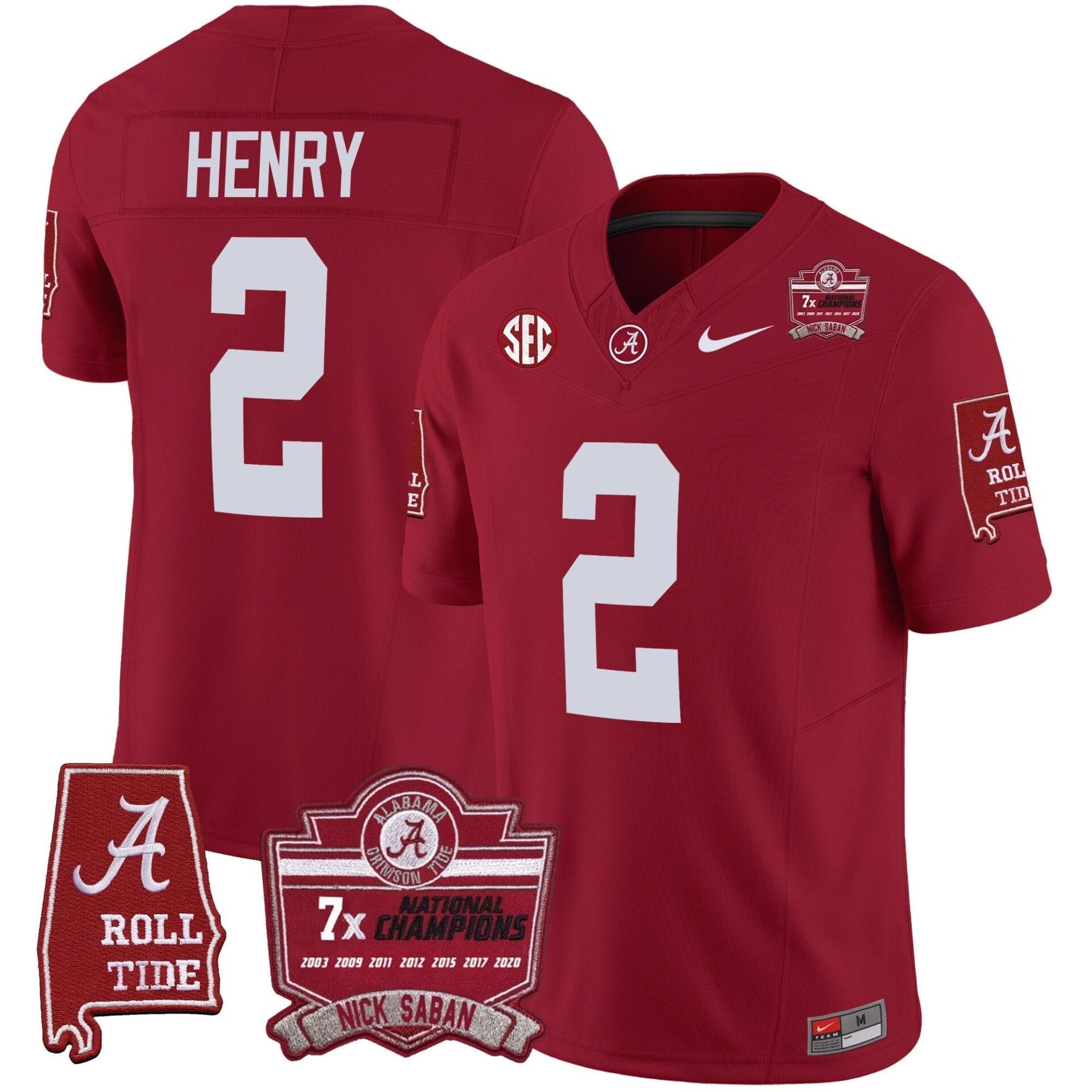 Alabama Crimson Tide Nick Saban 7x Champions Patch Vapor Jersey - All Stitched - Image 21