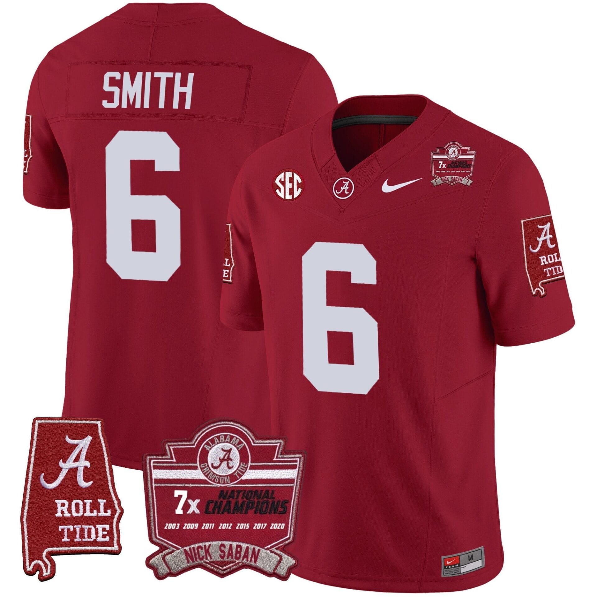 Alabama Crimson Tide Nick Saban 7x Champions Patch Vapor Jersey - All Stitched - Image 22