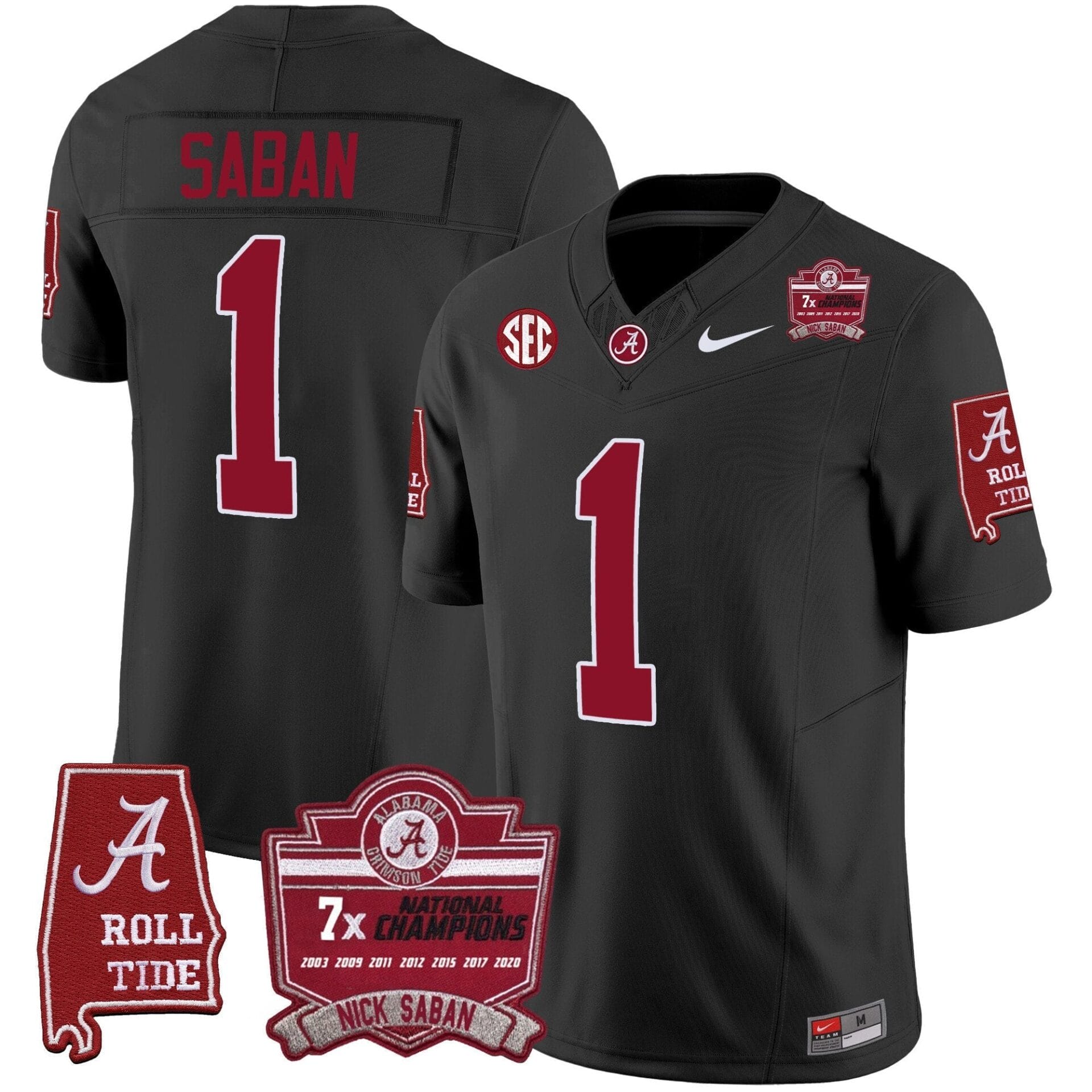 Alabama Crimson Tide Nick Saban 7x Champions Patch Vapor Jersey - All Stitched - Image 25