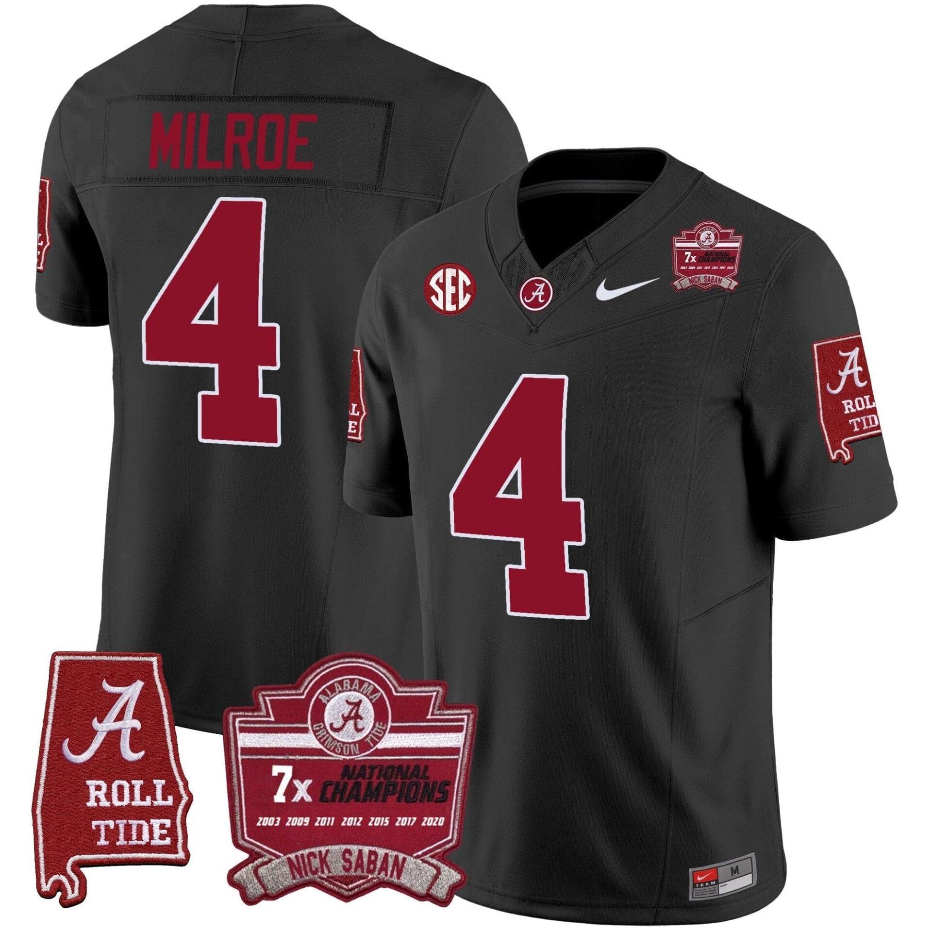 Alabama Crimson Tide Nick Saban 7x Champions Patch Vapor Jersey - All Stitched - Image 26
