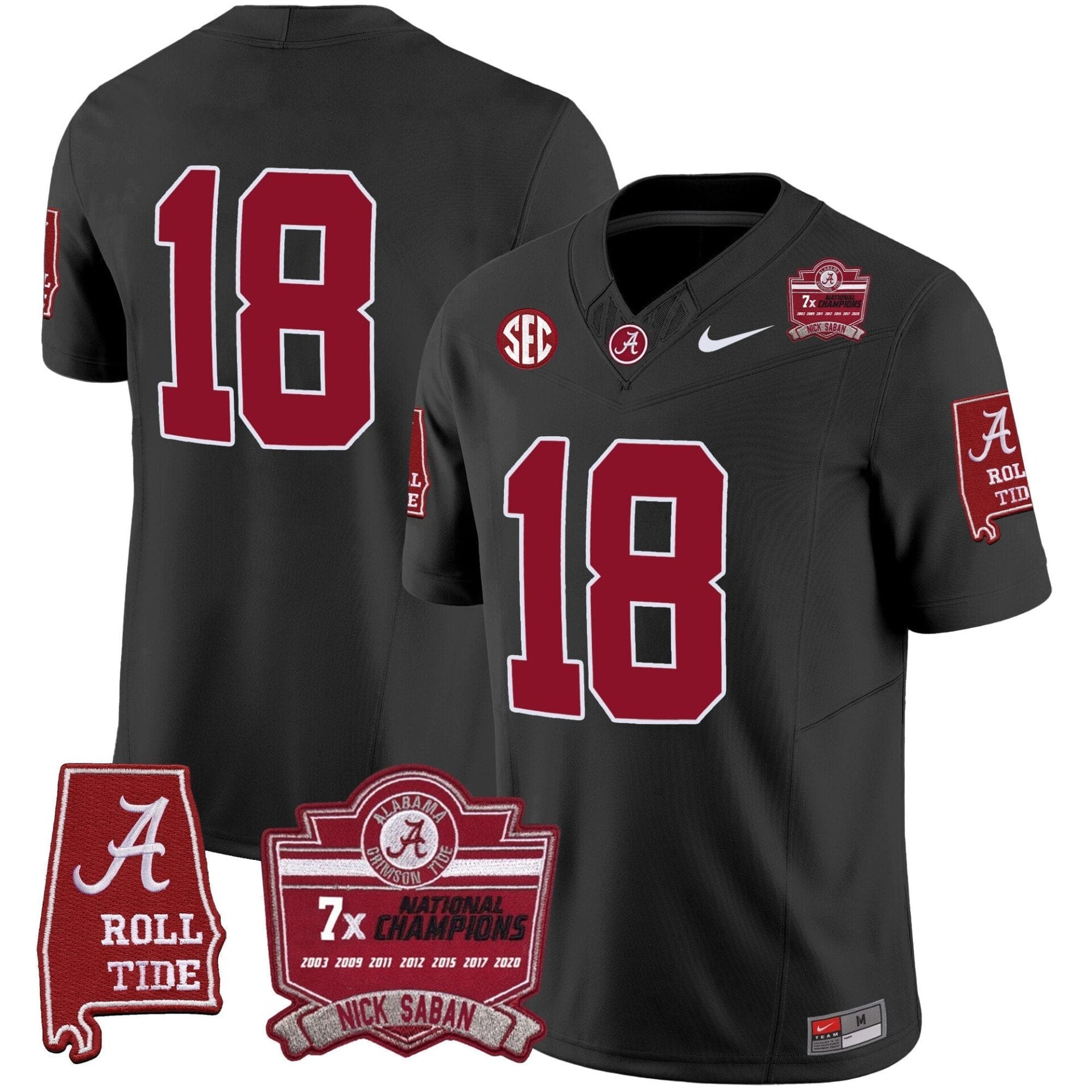 Alabama Crimson Tide Nick Saban 7x Champions Patch Vapor Jersey - All Stitched - Image 31