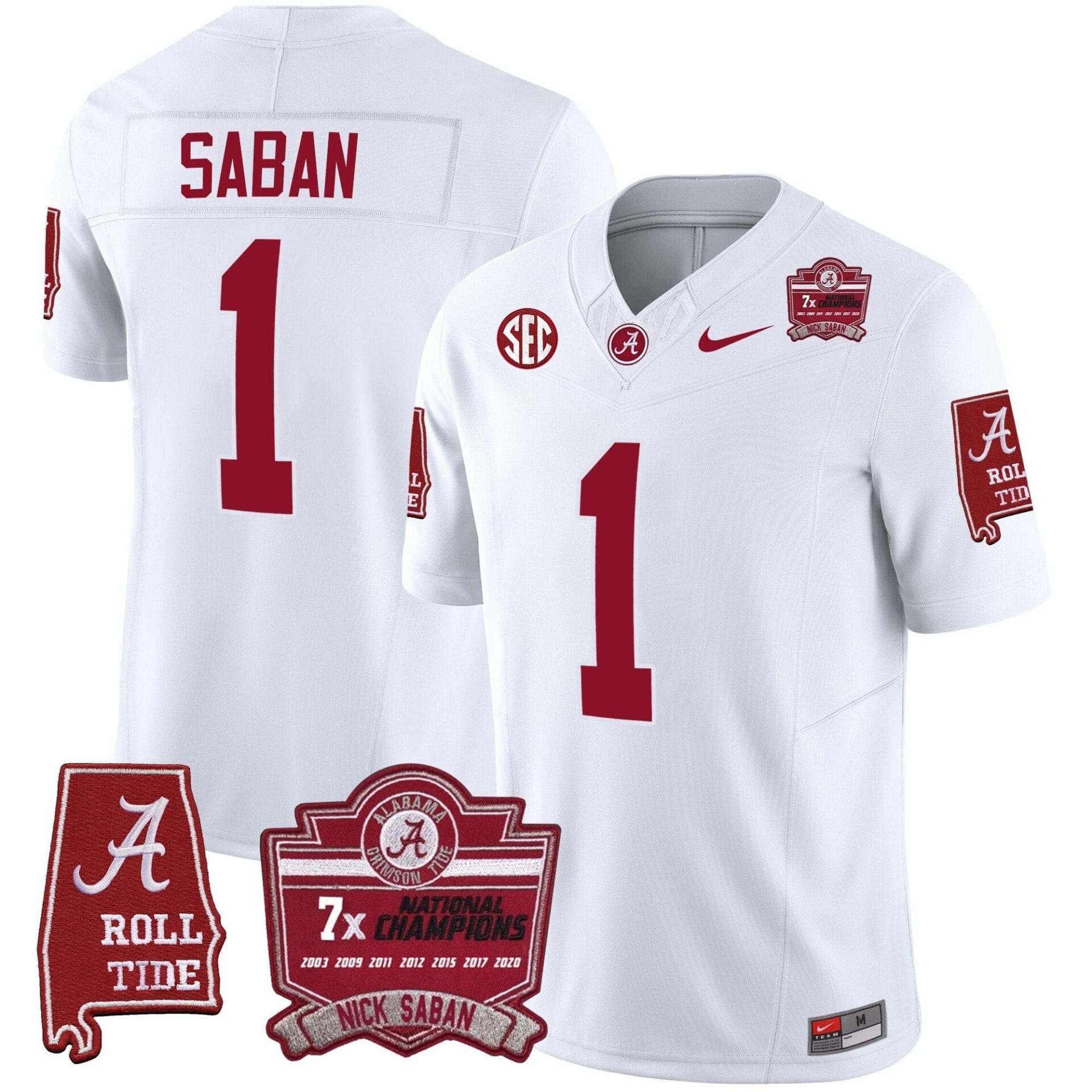 Alabama Crimson Tide Nick Saban 7x Champions Patch Vapor Jersey - All Stitched - Image 33