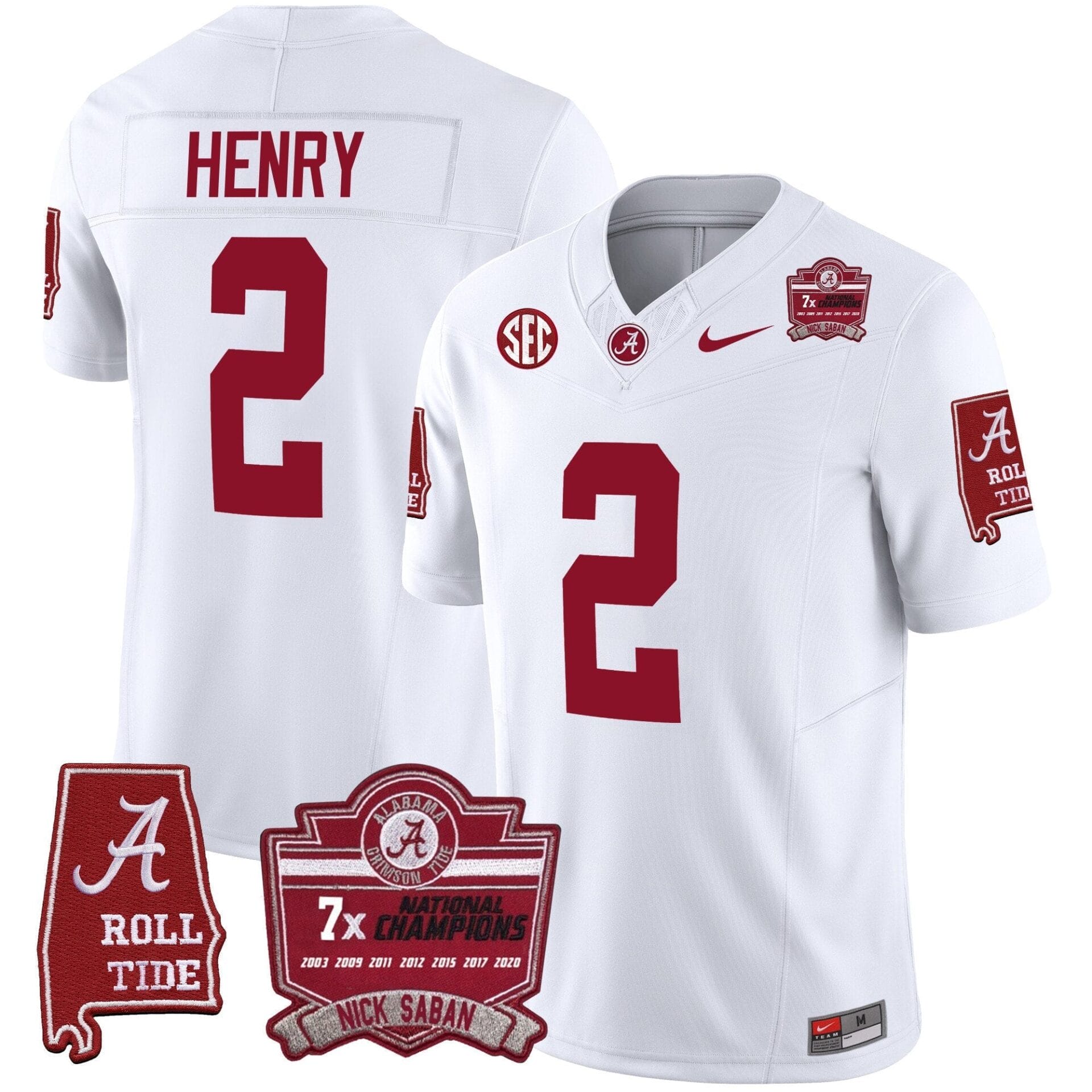Alabama Crimson Tide Nick Saban 7x Champions Patch Vapor Jersey - All Stitched - Image 37