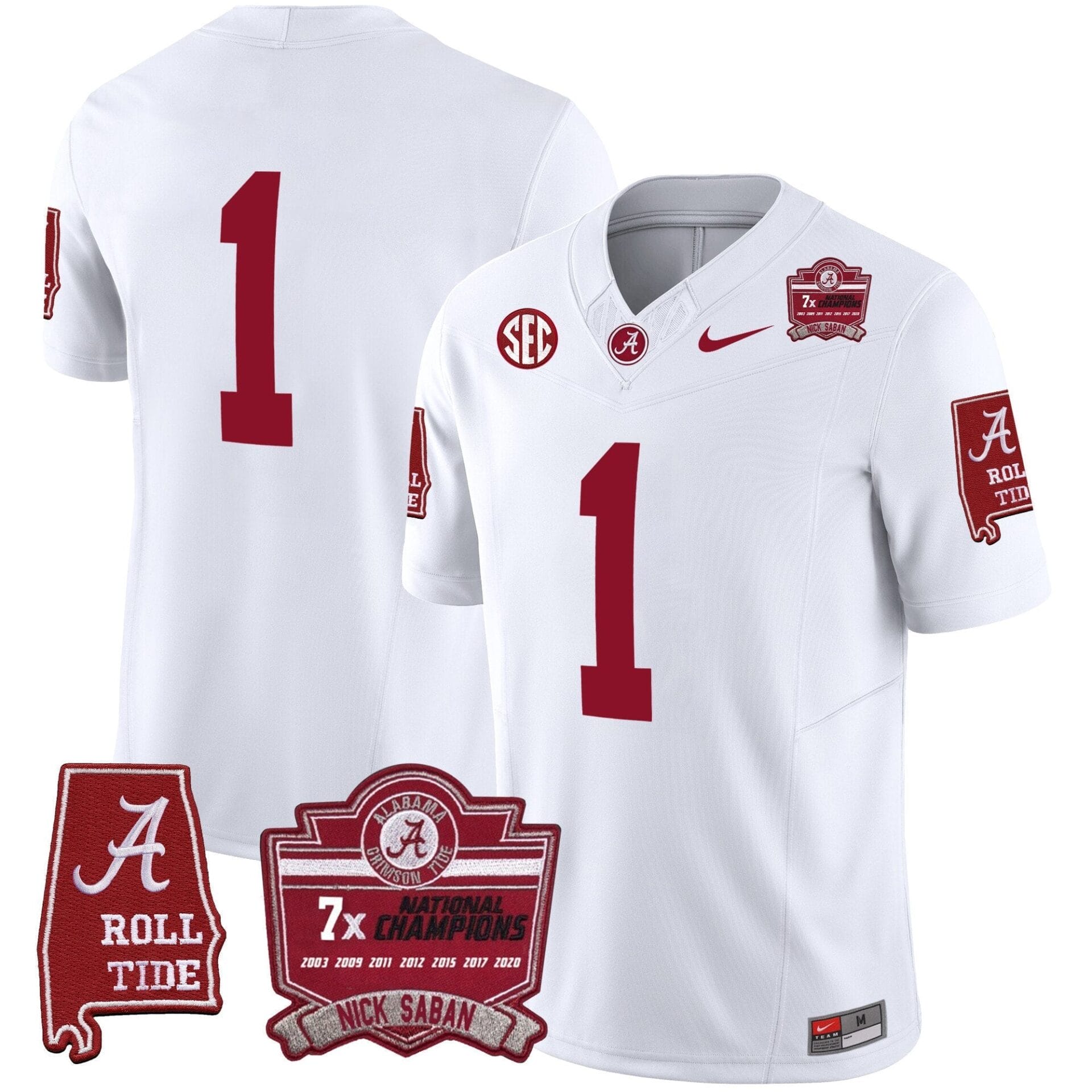 Alabama Crimson Tide Nick Saban 7x Champions Patch Vapor Jersey - All Stitched - Image 40