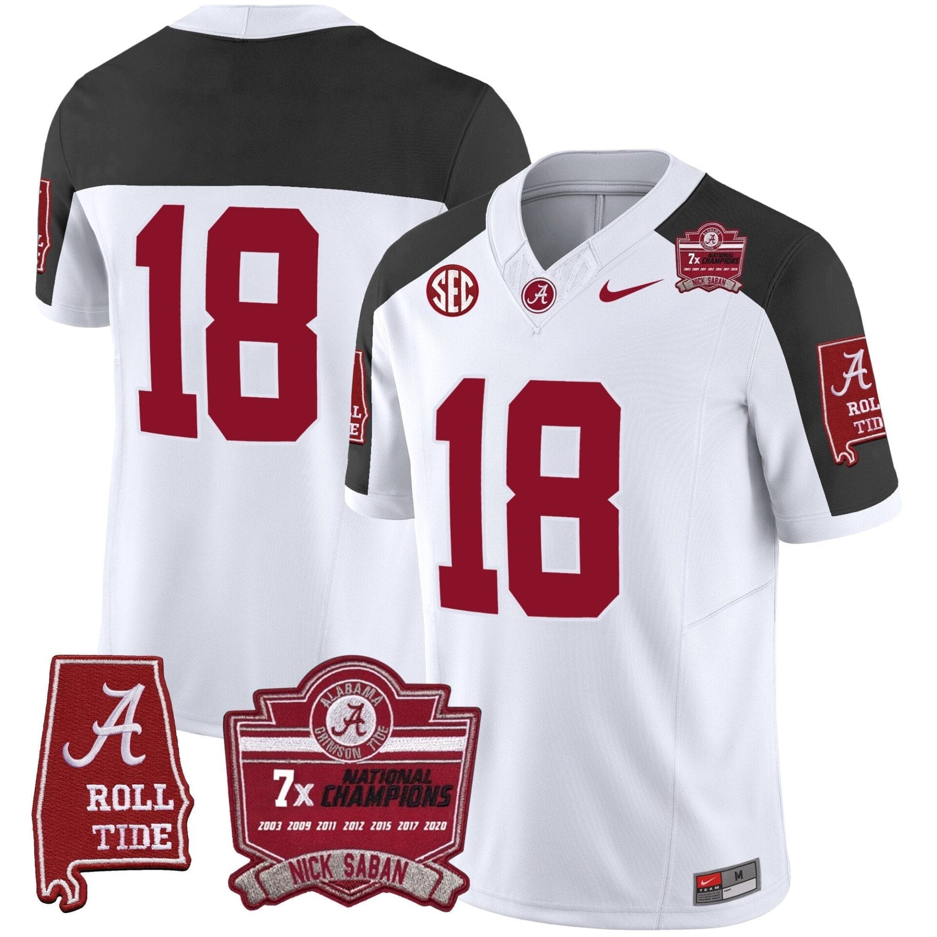 Alabama Crimson Tide Nick Saban 7x Champions Patch Vapor Jersey - All Stitched - Image 47