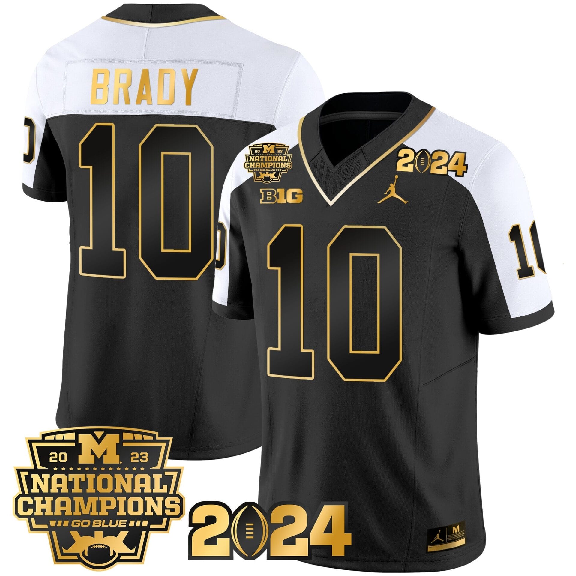 Michigan Wolverines 2023 National Champions Patch Gold Vapor Jersey - All Stitched - Image 5