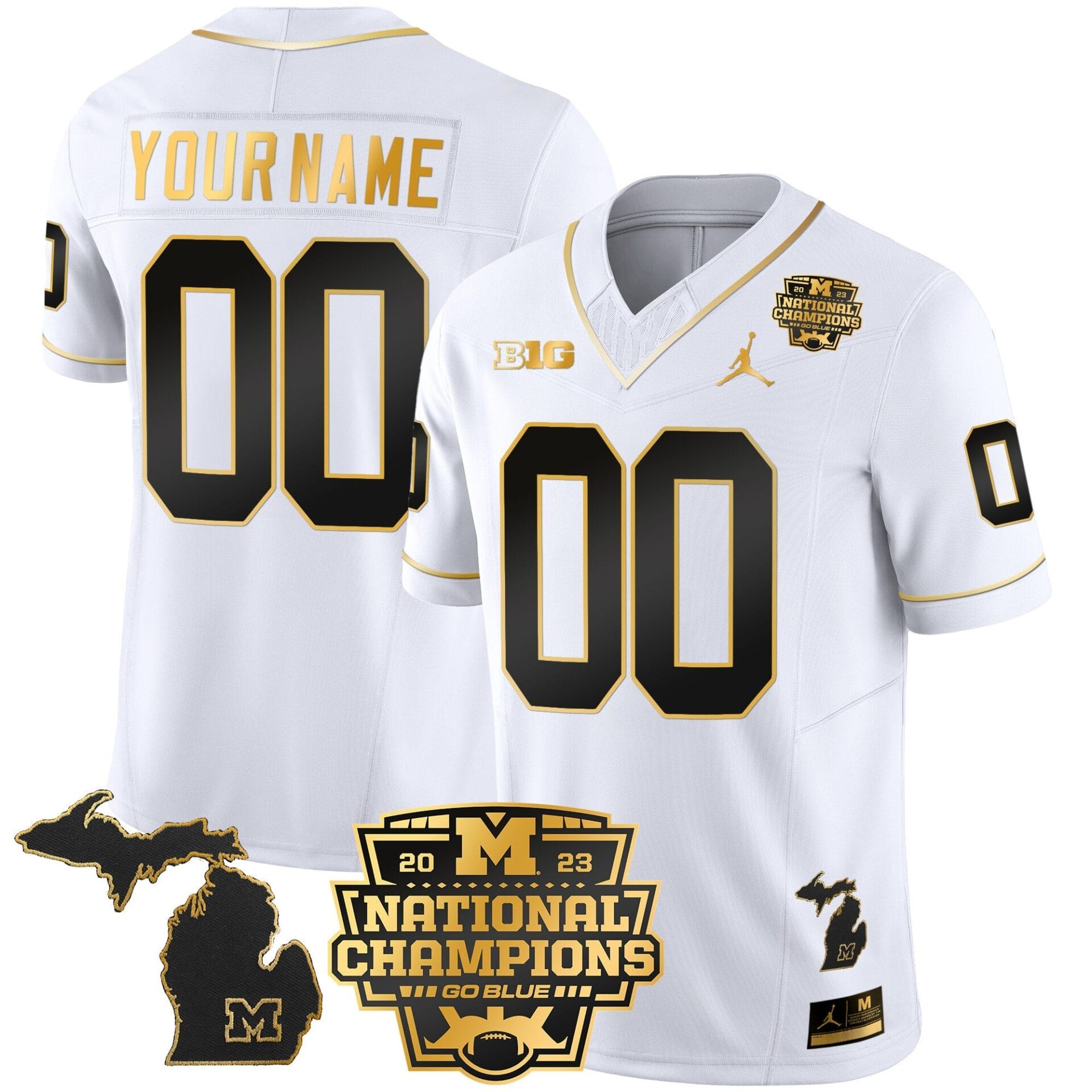 Michigan Wolverines 2023 National Champions Patch Gold Vapor Custom Jersey V3 - All Stitched - Image 4
