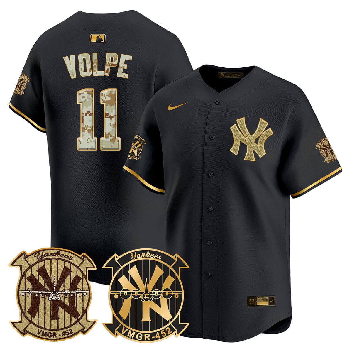New York Yankees Desert USMC Alternate Vapor Premier Limited Jersey - All Stitched - Image 2