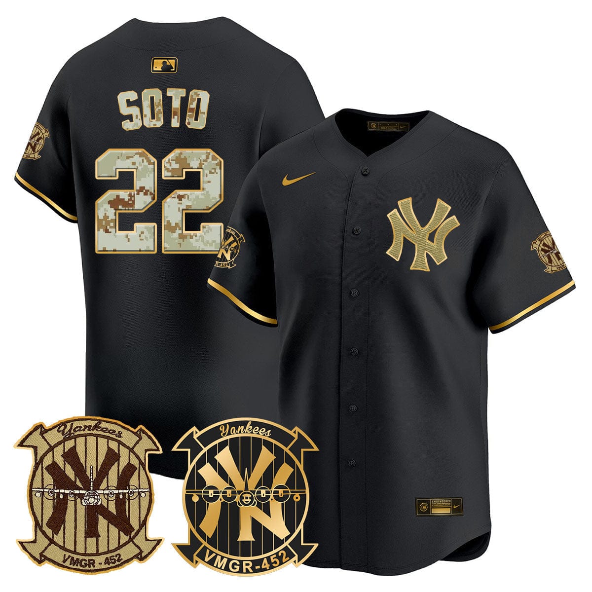 New York Yankees Desert USMC Alternate Vapor Premier Limited Jersey - All Stitched - Image 6