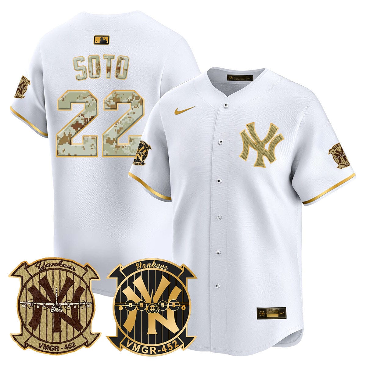 New York Yankees Desert USMC Alternate Vapor Premier Limited Jersey - All Stitched - Image 13