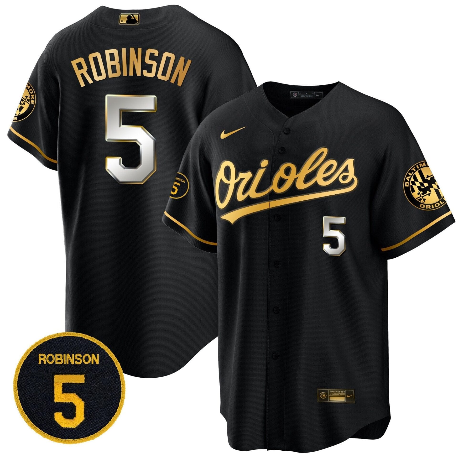 Baltimore Orioles Robinson Patch Cool Base Jersey – All Stitched - Image 8