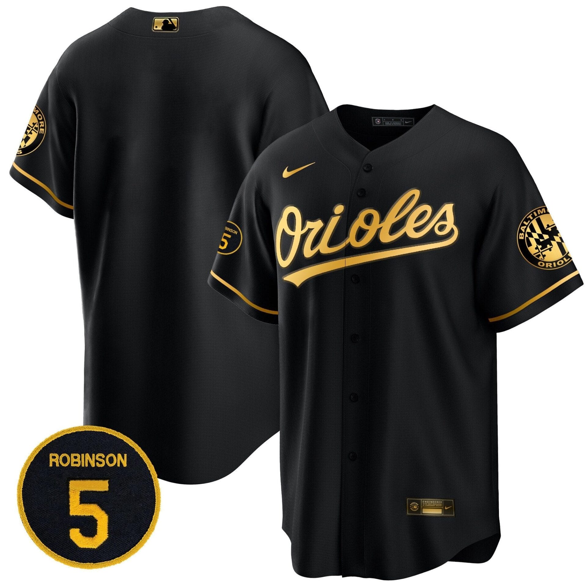 Baltimore Orioles Robinson Patch Cool Base Jersey – All Stitched - Image 14