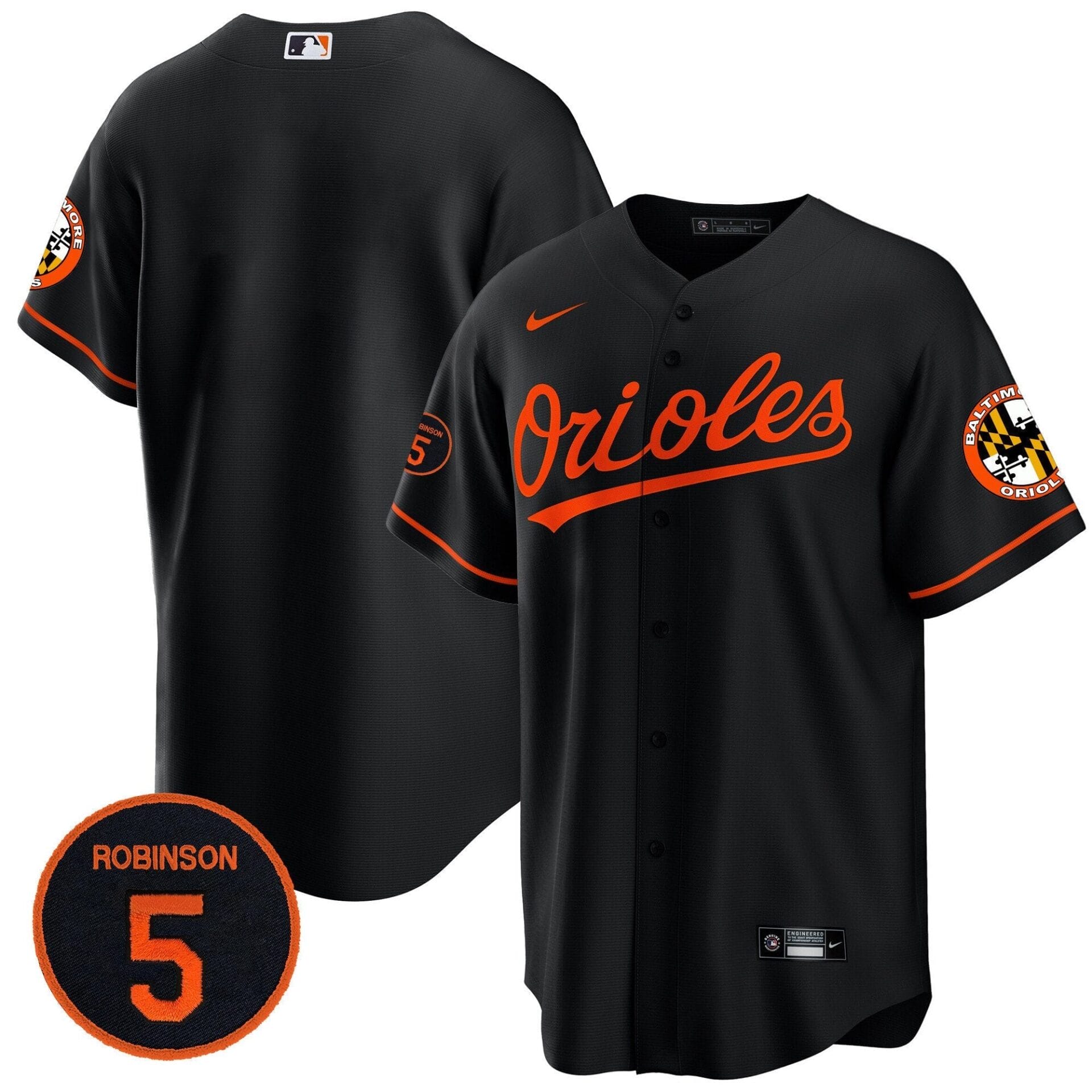 Baltimore Orioles Robinson Patch Cool Base Jersey – All Stitched - Image 42