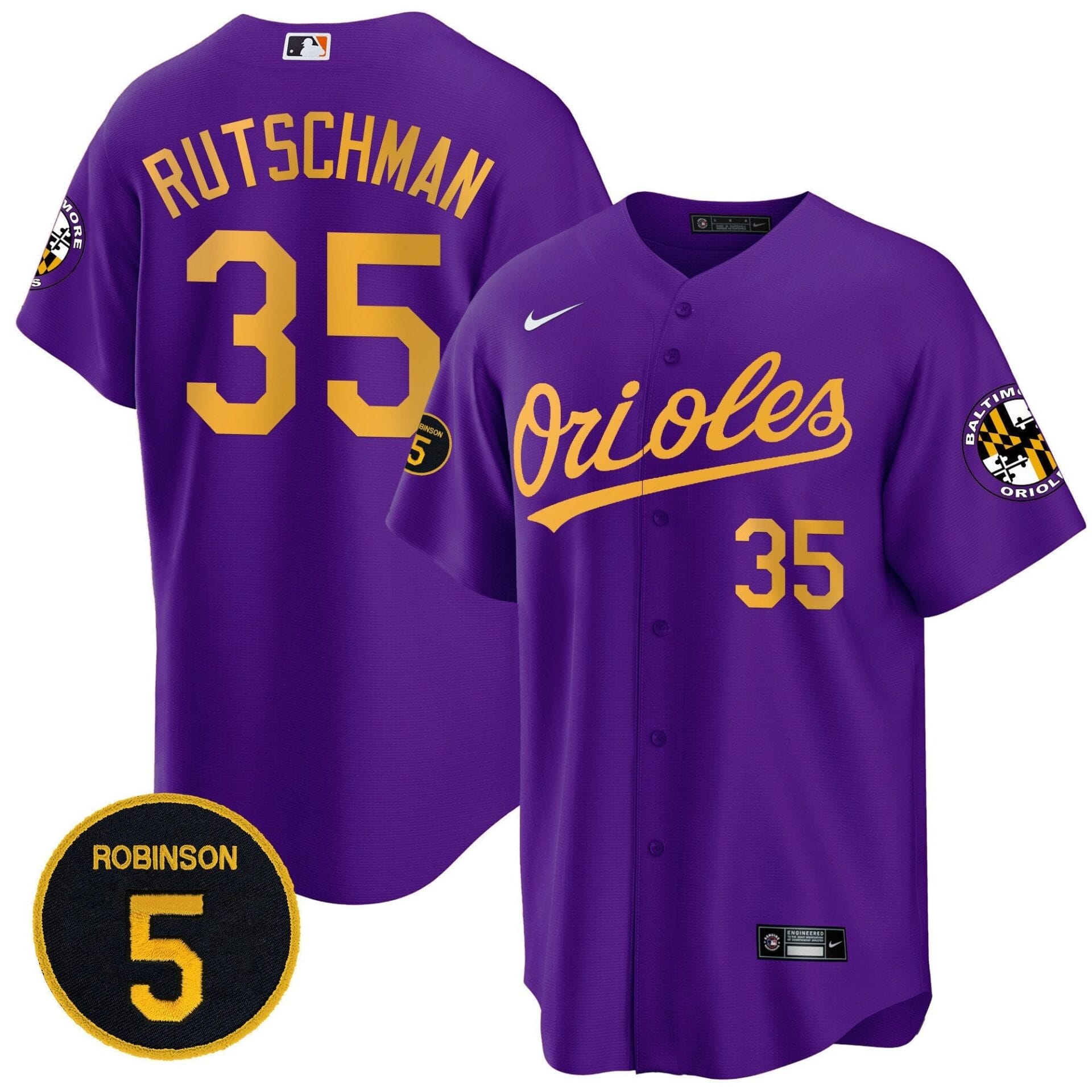 Baltimore Orioles Robinson Patch Cool Base Jersey – All Stitched - Image 23