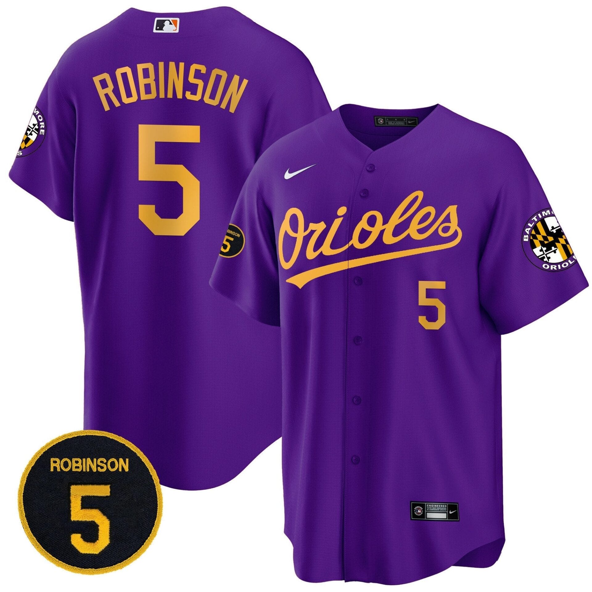 Baltimore Orioles Robinson Patch Cool Base Jersey – All Stitched - Image 22