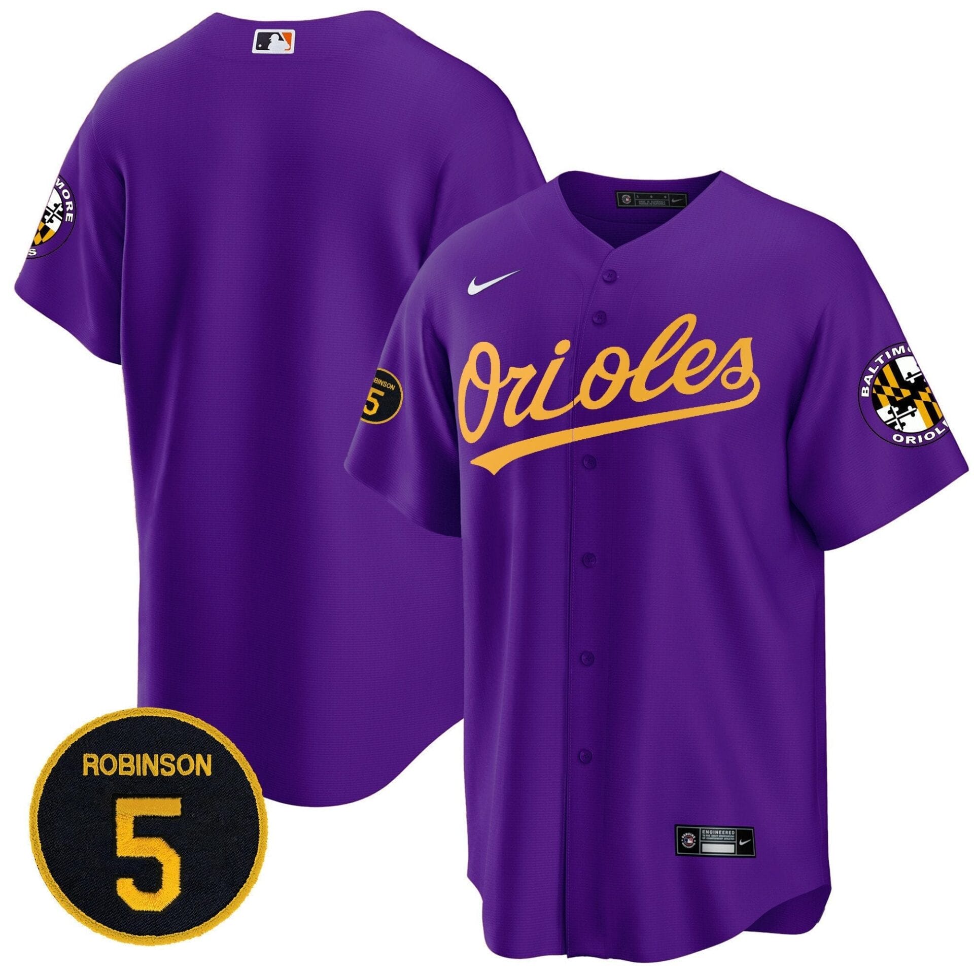 Baltimore Orioles Robinson Patch Cool Base Jersey – All Stitched - Image 28
