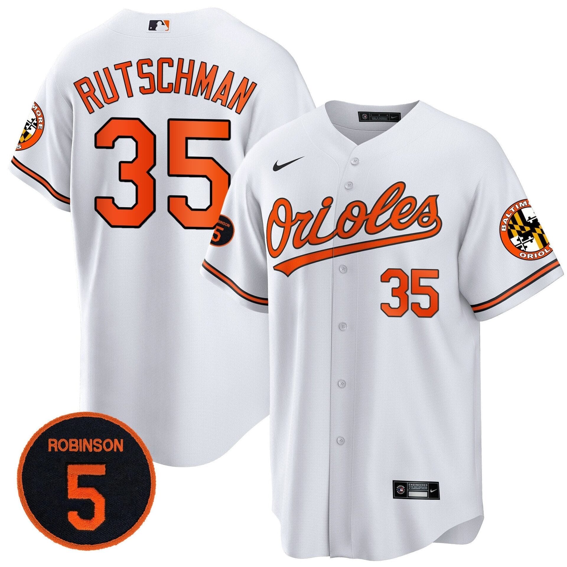 Baltimore Orioles Robinson Patch Cool Base Jersey – All Stitched - Image 30
