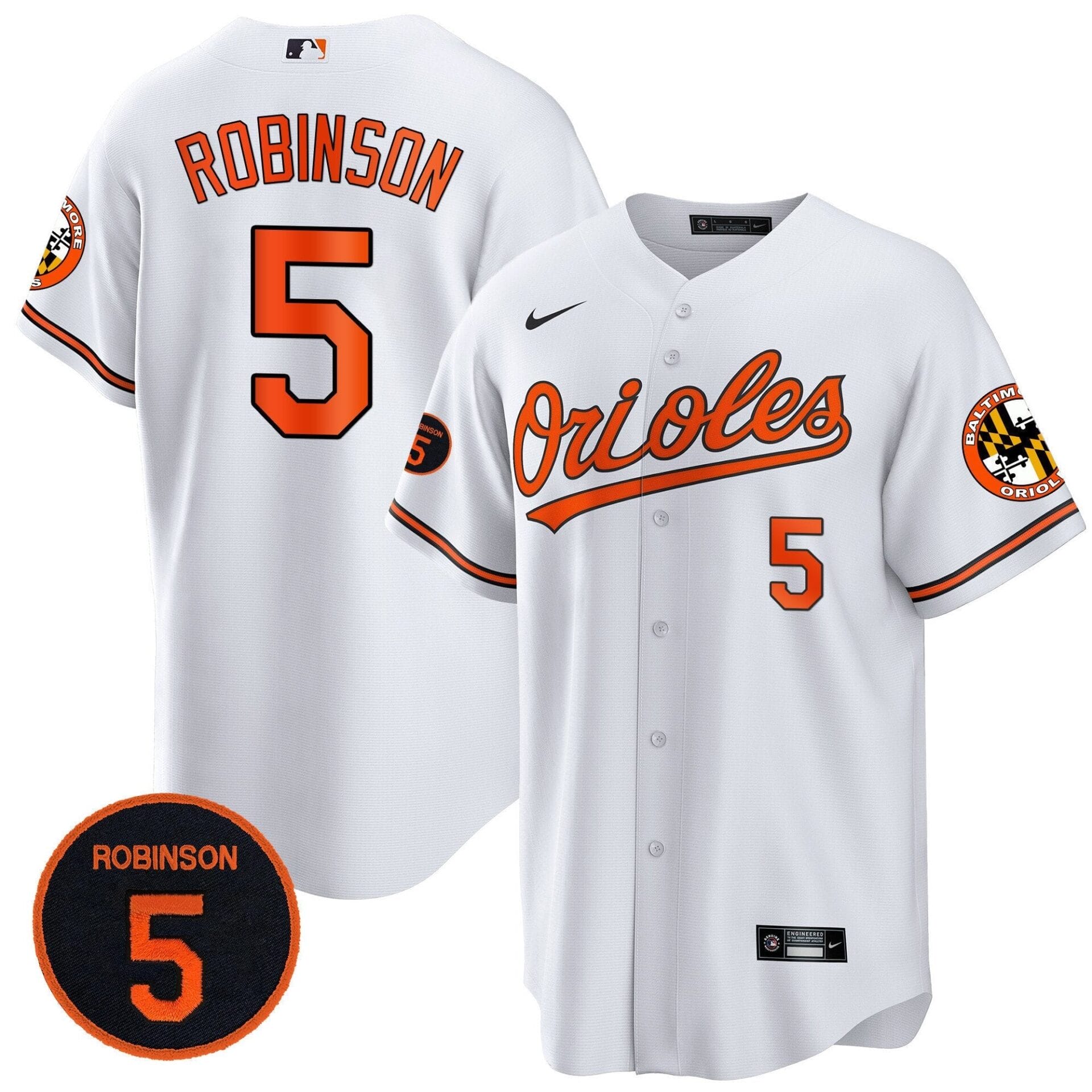 Baltimore Orioles Robinson Patch Cool Base Jersey – All Stitched - Image 29