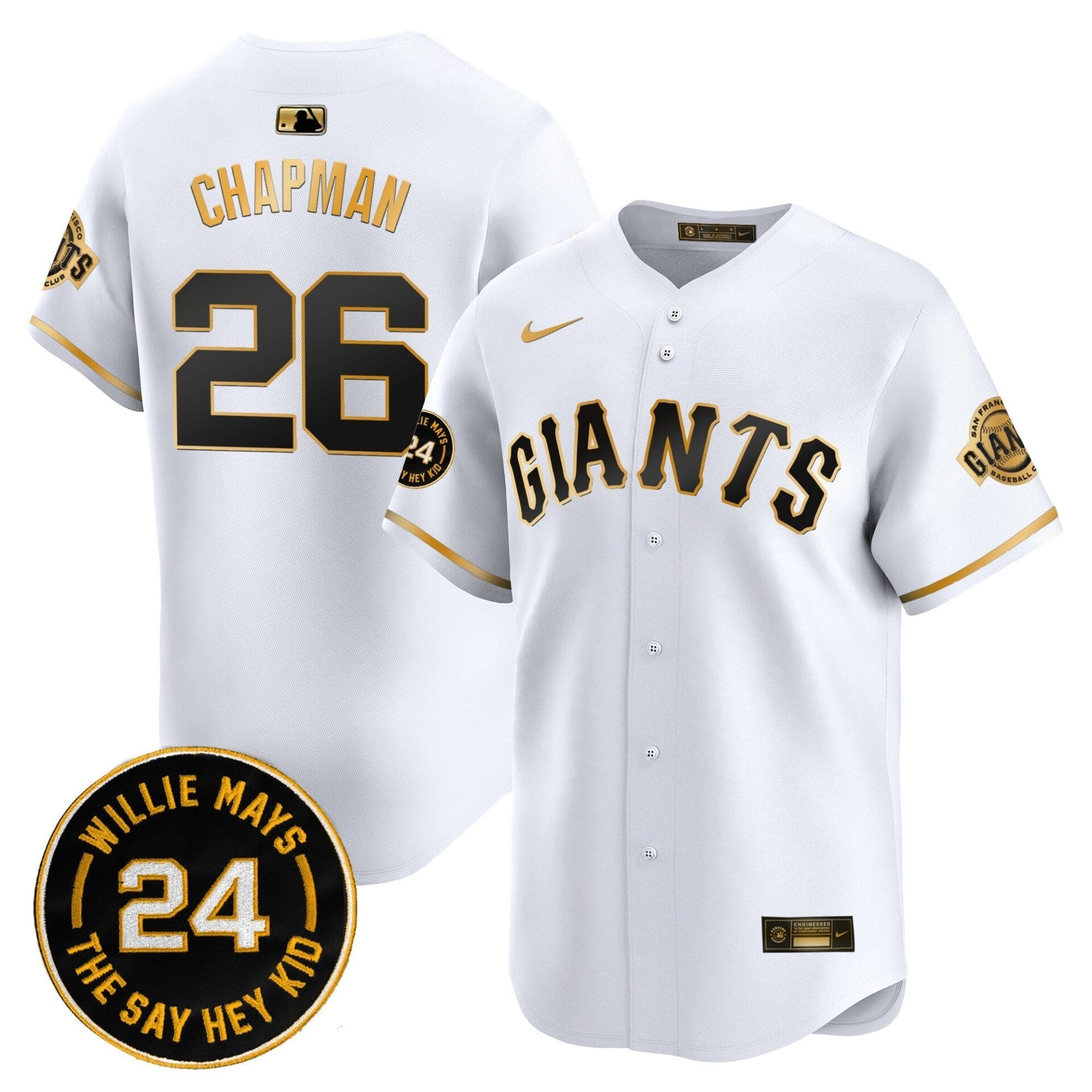 San Francisco Giants 2024 Willie Mays Patch Vapor Premier Limited Jersey - All Stitched - Image 2