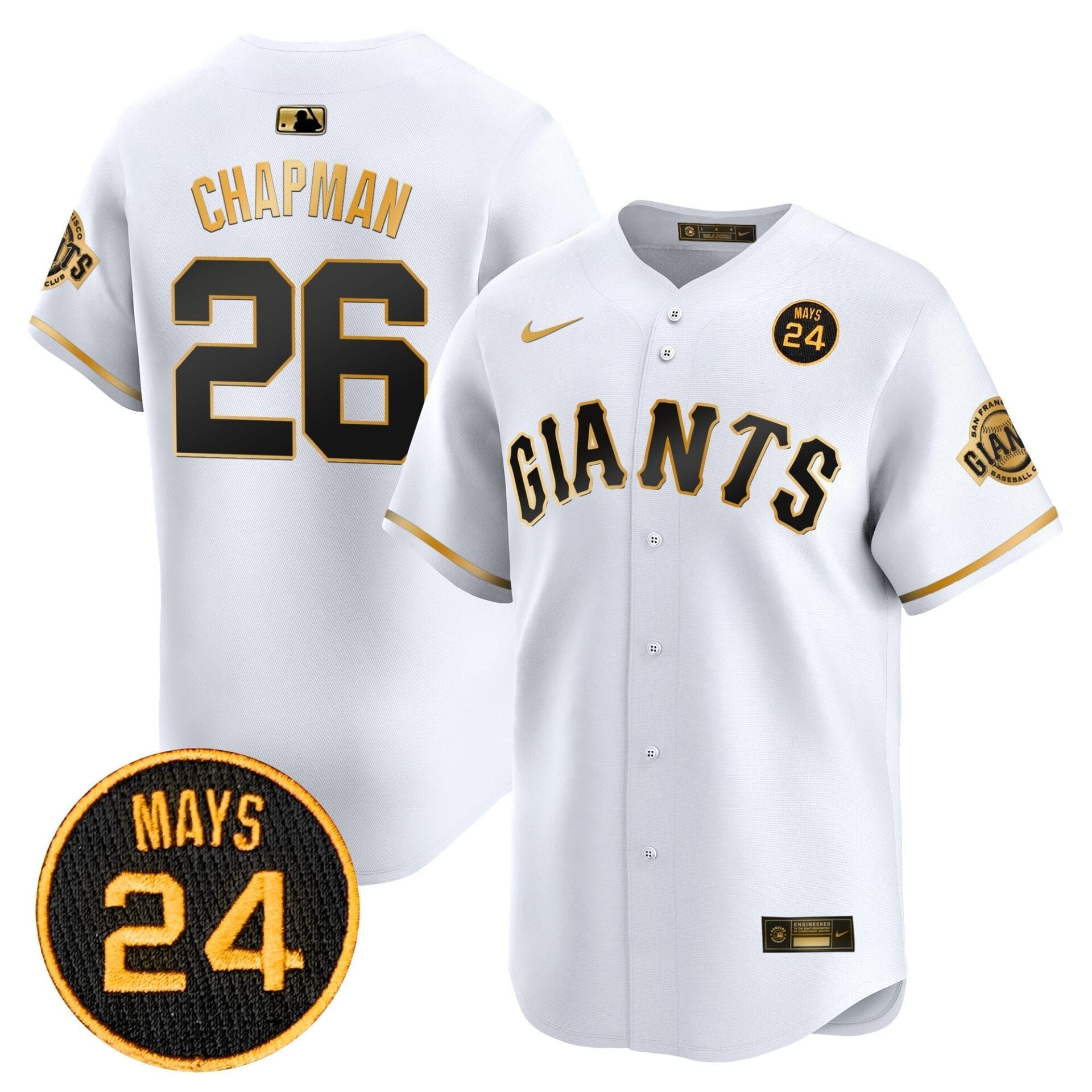 San Francisco Giants 2024 Willie Mays Patch Vapor Premier Limited Jersey V3 - All Stitched - Image 2