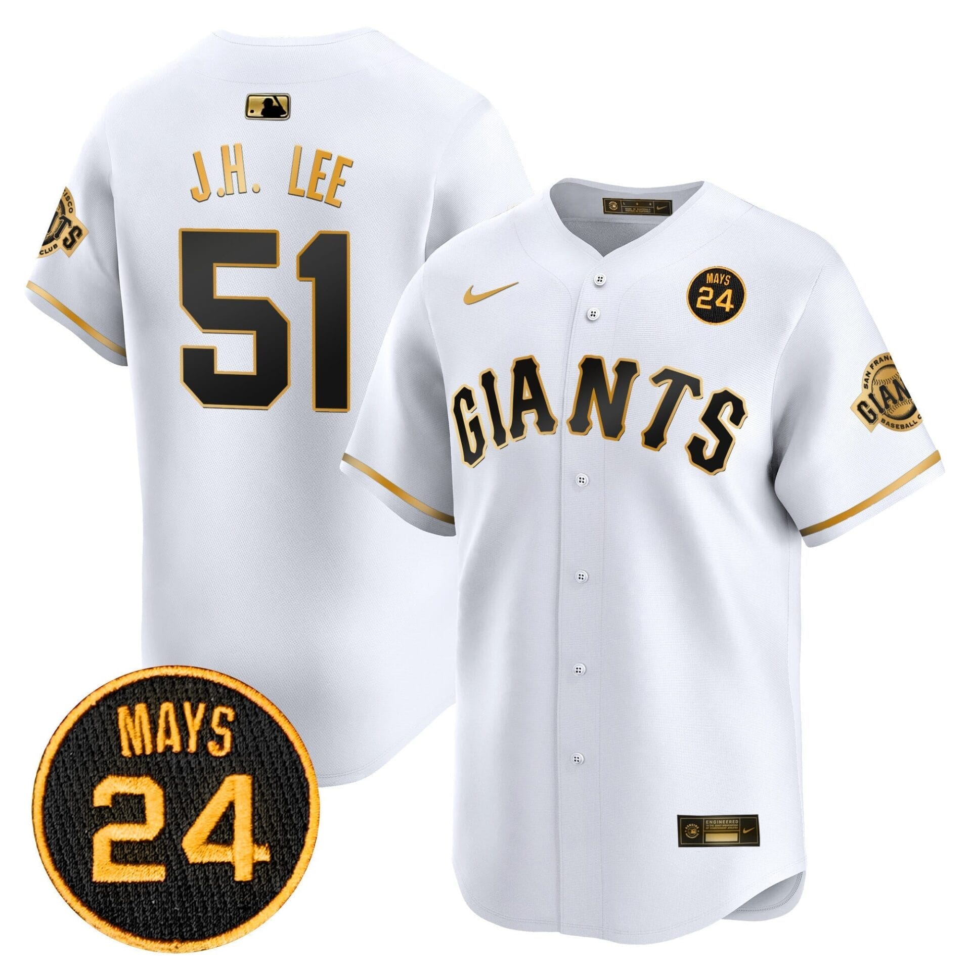 San Francisco Giants 2024 Willie Mays Patch Vapor Premier Limited Jersey V3 - All Stitched - Image 6